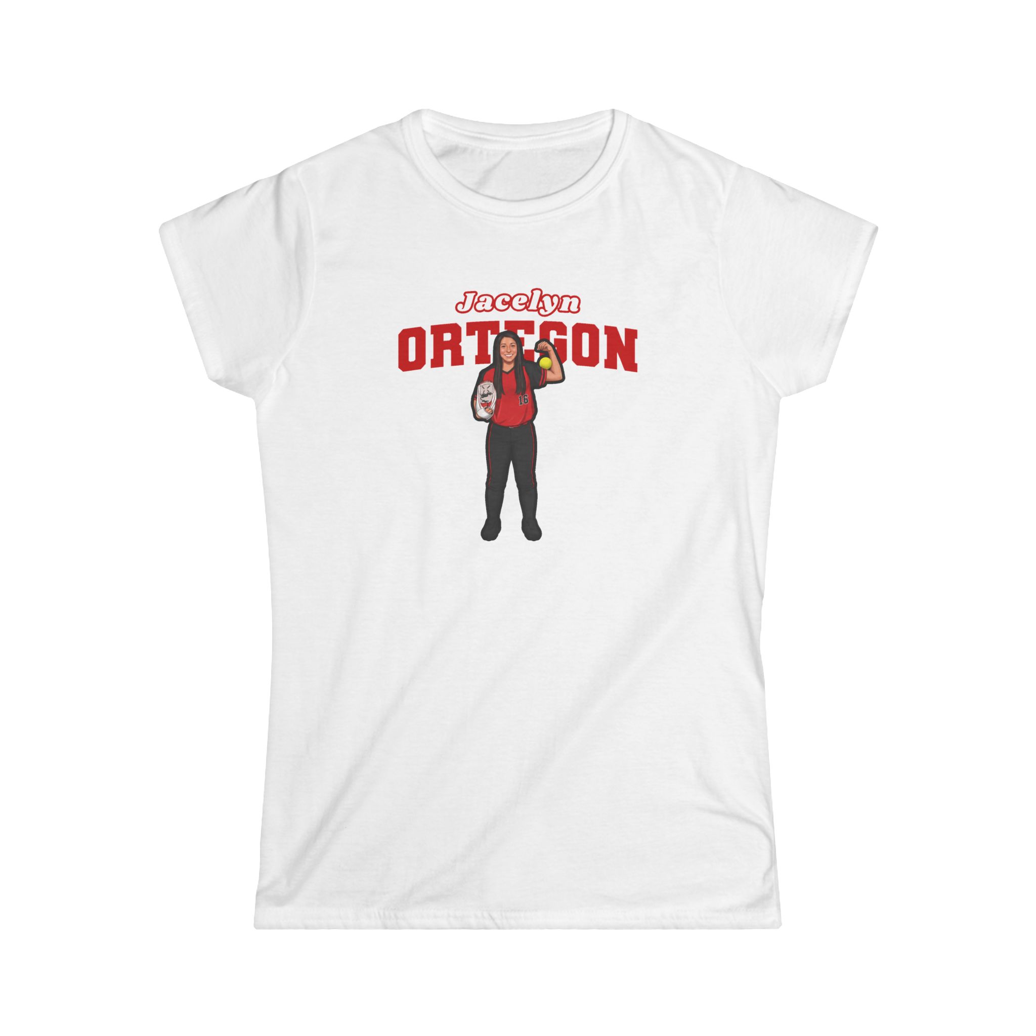 Women's Softstyle Tee — character_name_arch in White