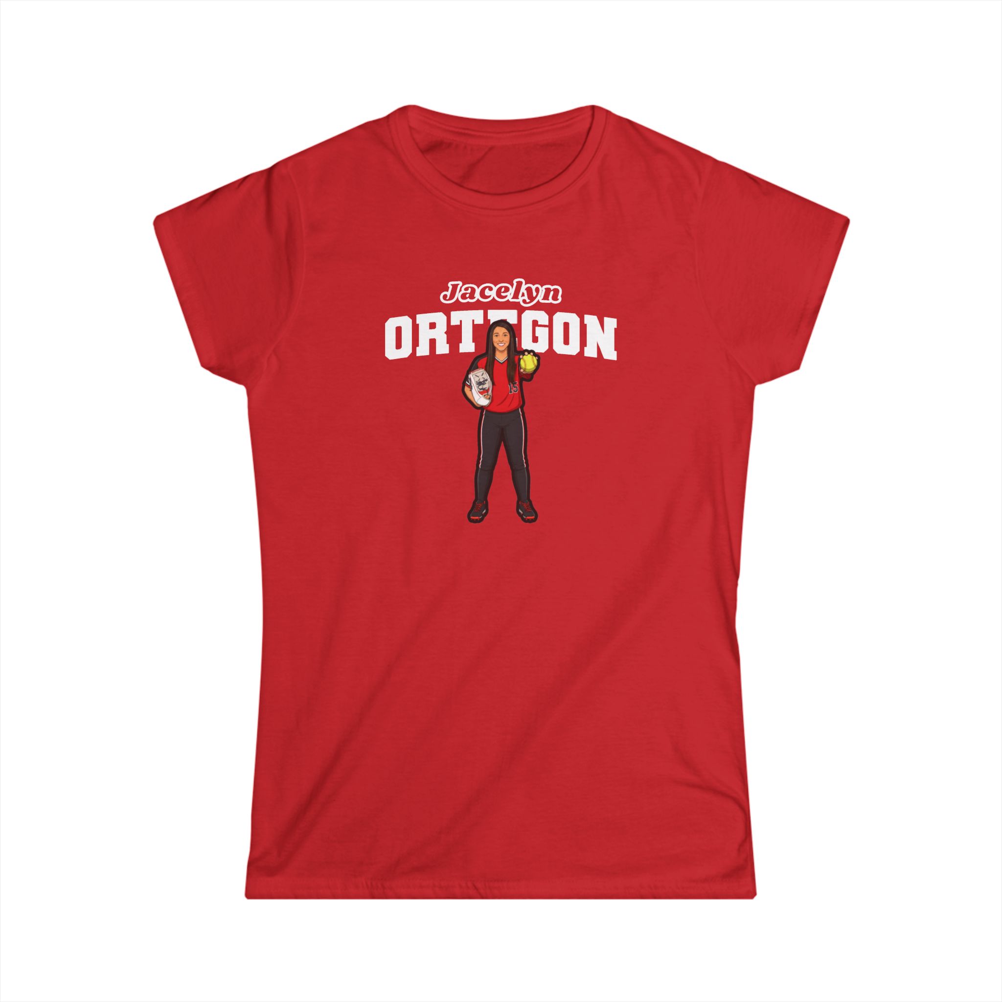 Women's Softstyle Tee — character_name_arch in Red