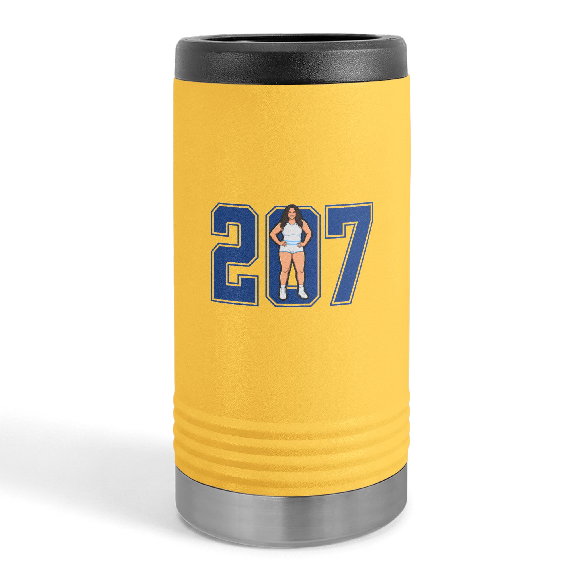 Slim Stainless Can Cooler — character_number in Yellow