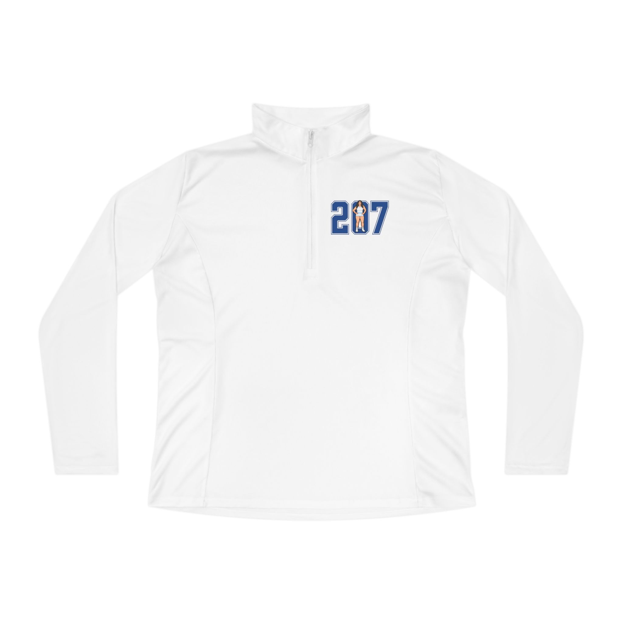 Women's Q-Zip Pullover — character_number in White