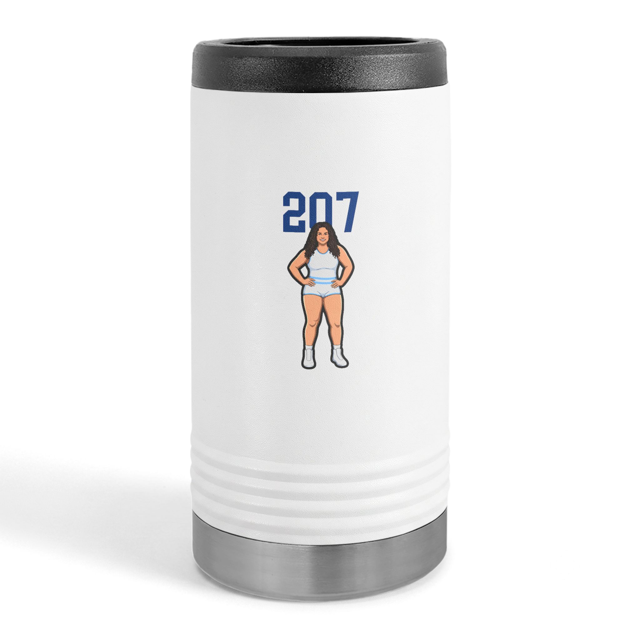 Slim Stainless Can Cooler — character_number_top in White