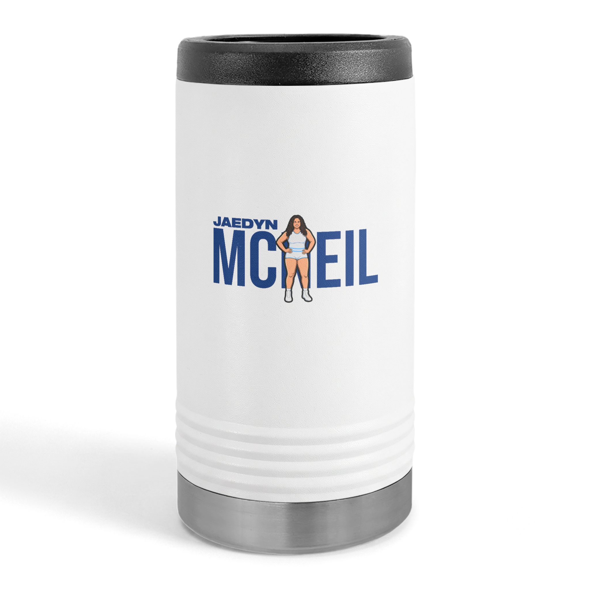 Slim Stainless Can Cooler — character_player_name in White