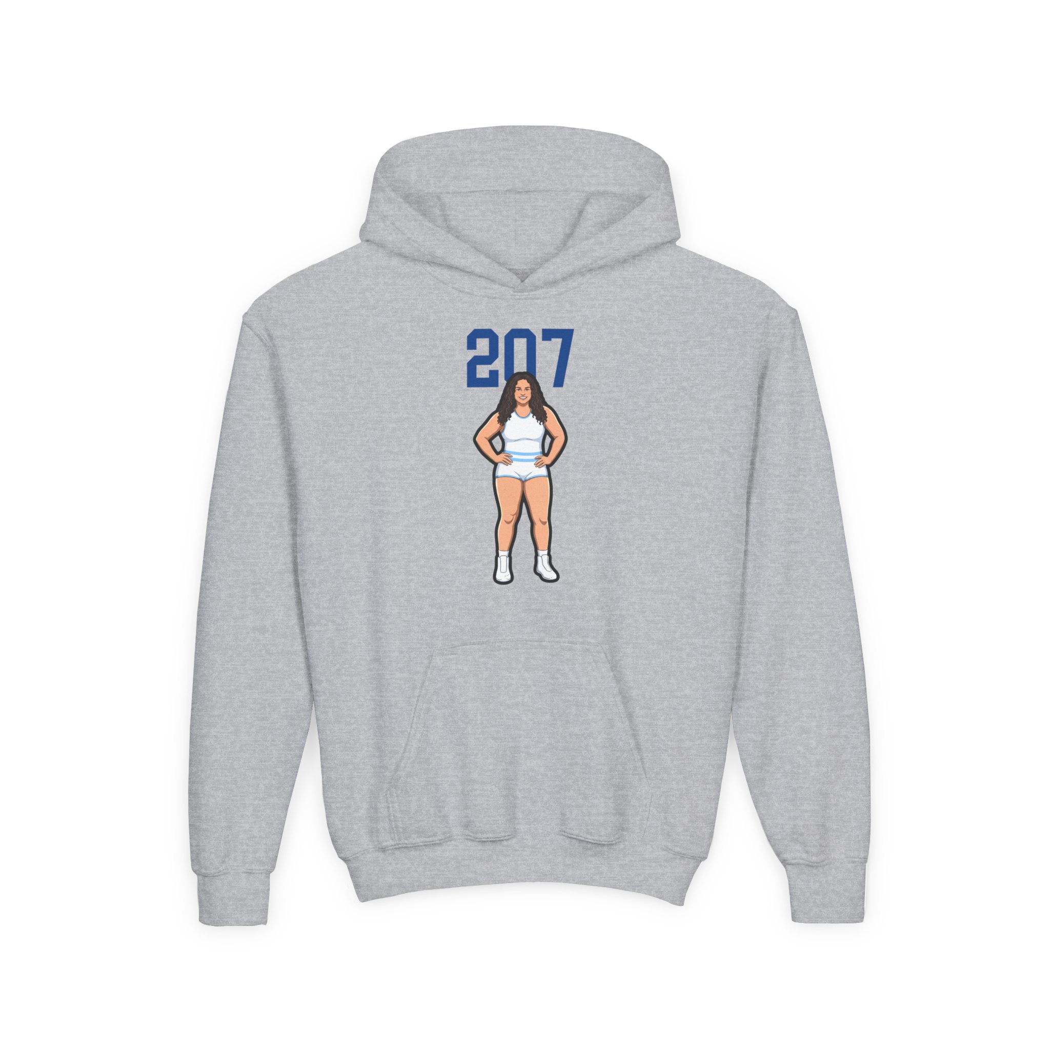 Youth Hoodie — character_number_top in Grey
