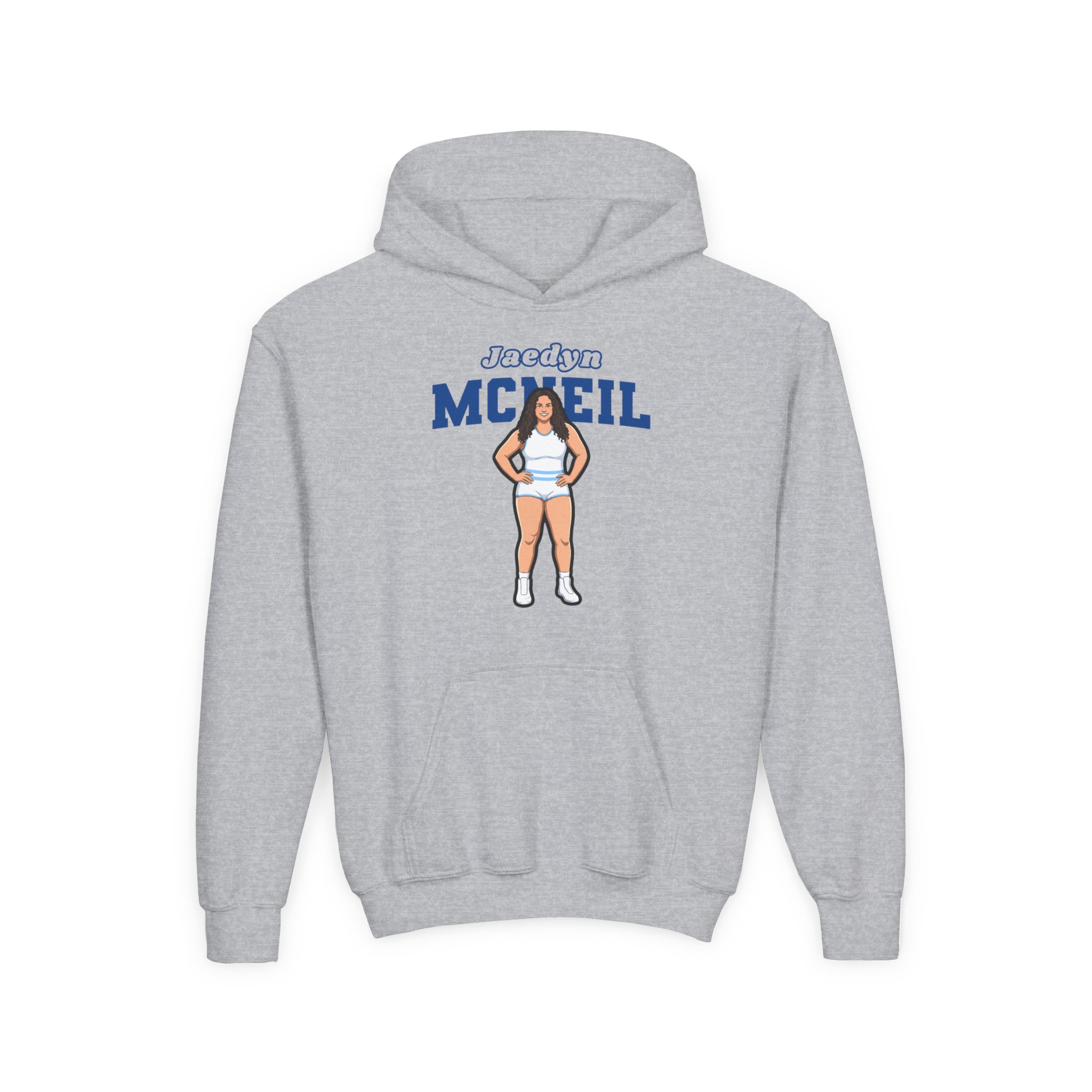 Youth Hoodie — character_name_arch in Grey
