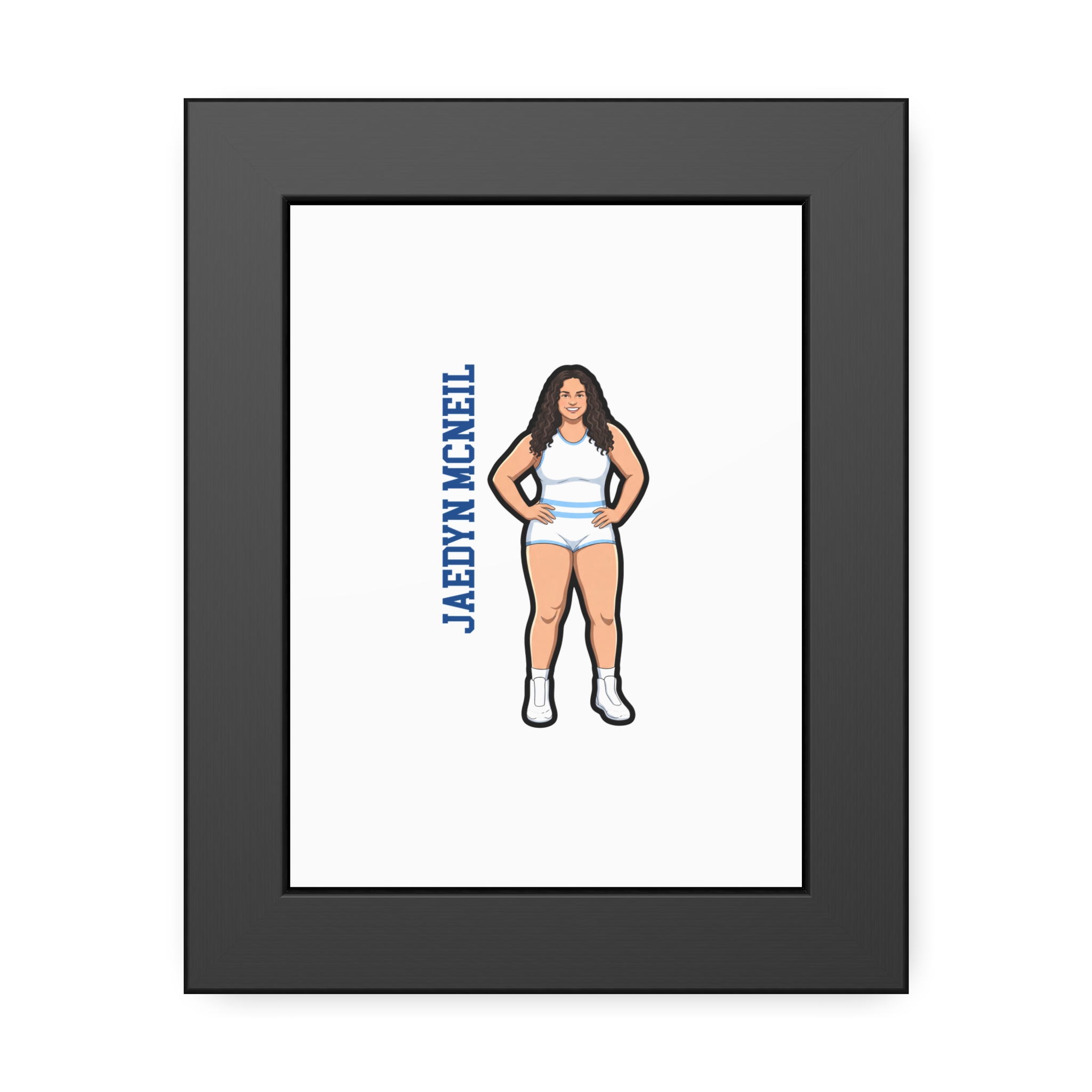Framed Poster — character_name_vertical in Black
