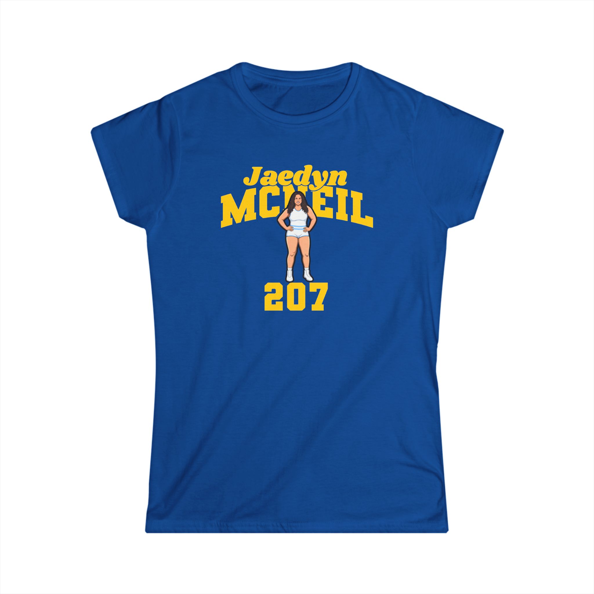 Women's Softstyle Tee — character_signature_arch in Royal