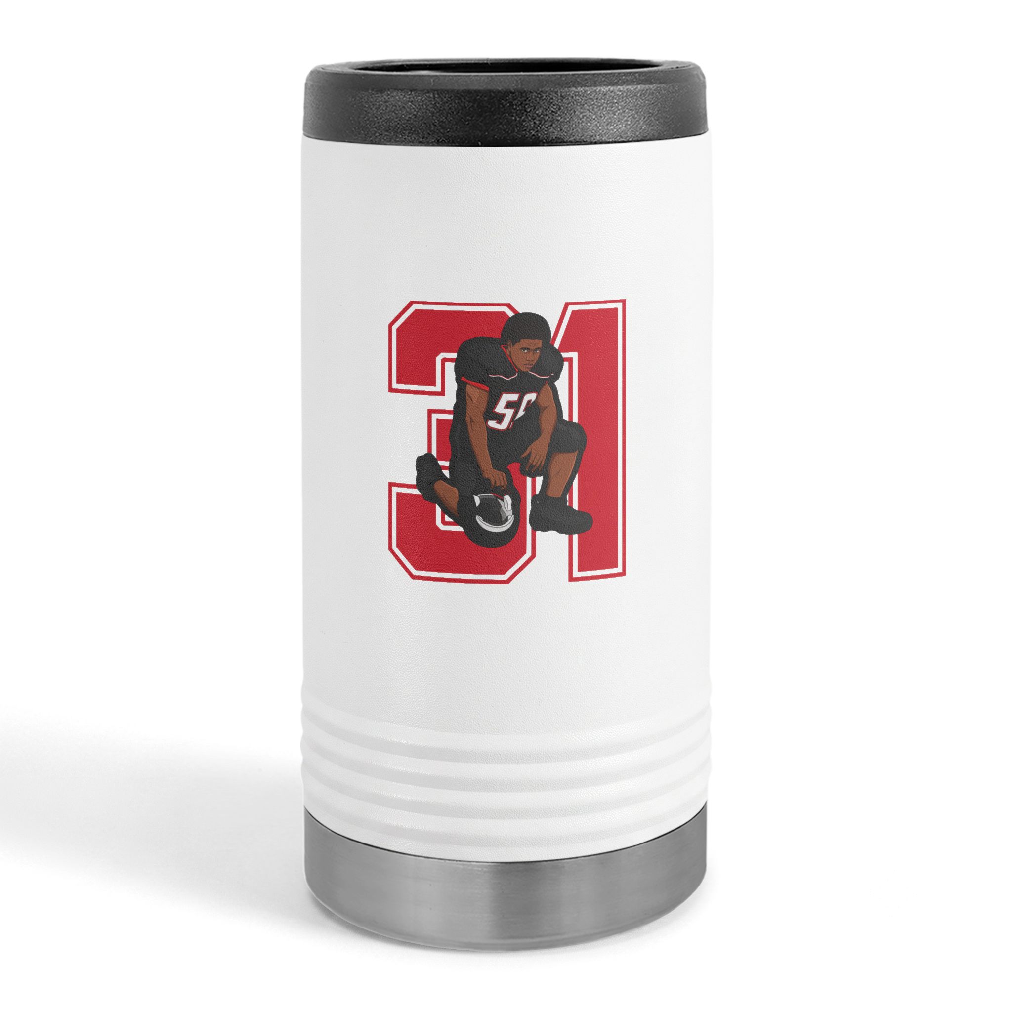 Slim Stainless Can Cooler — character_number in White