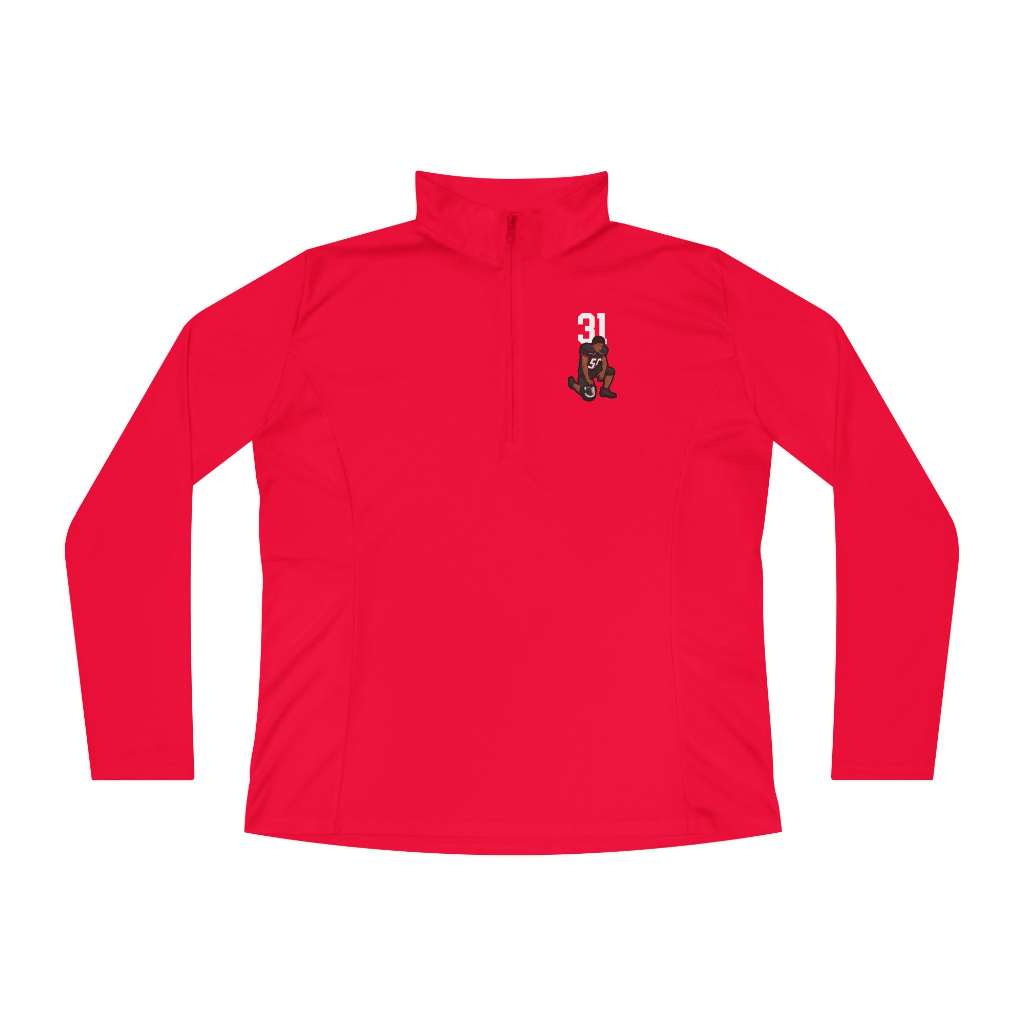 Women's Q-Zip Pullover — character_number_top in Red