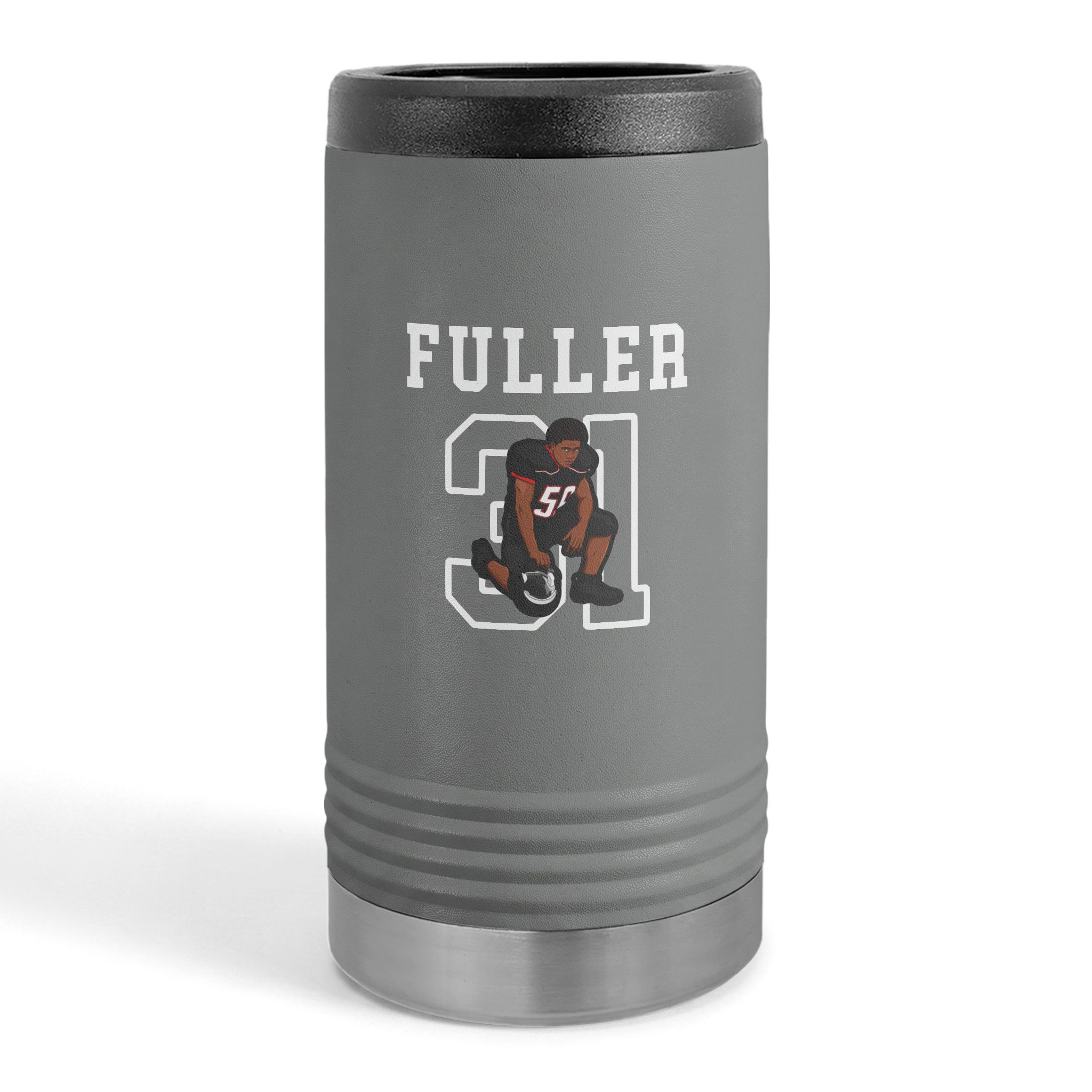 Slim Stainless Can Cooler — character_shirsey in Grey