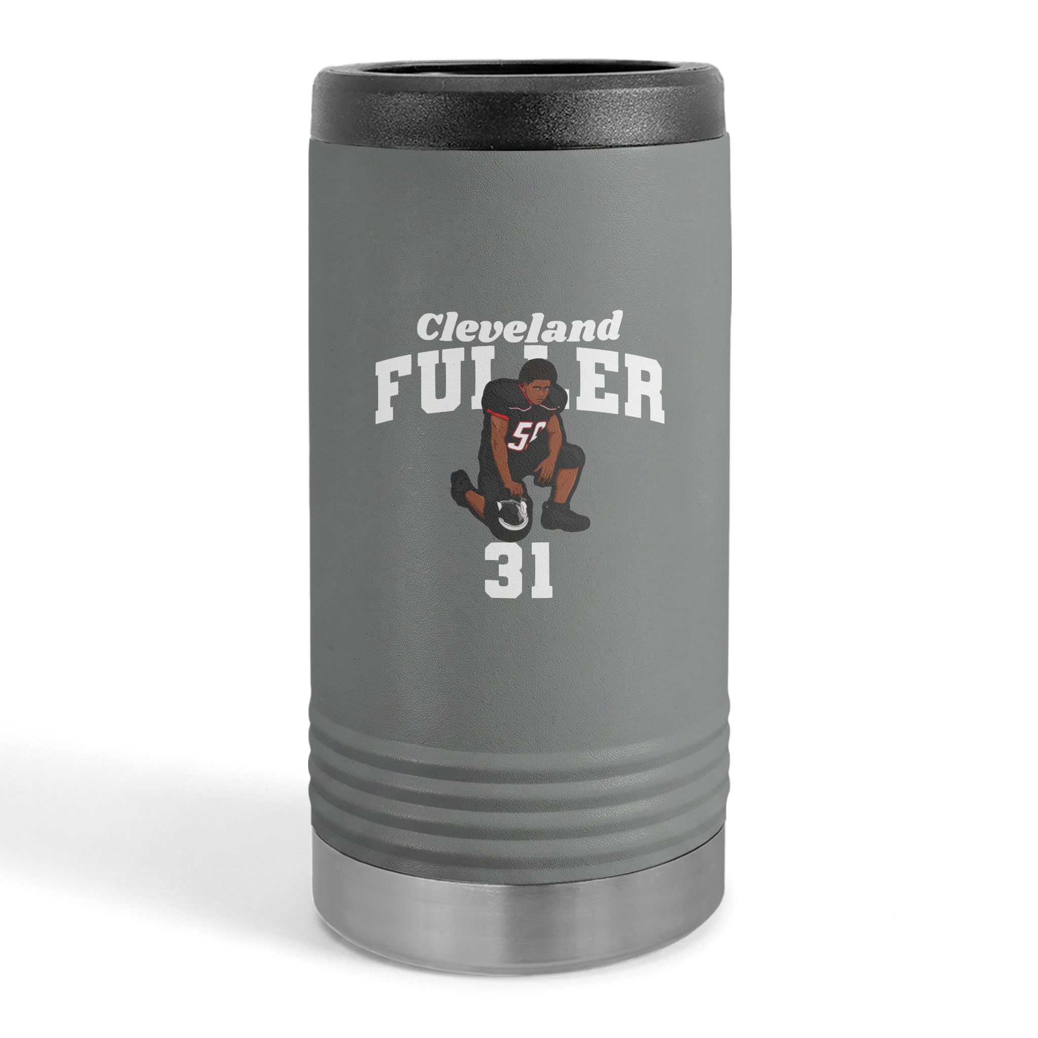 Slim Stainless Can Cooler — character_signature_arch in Grey