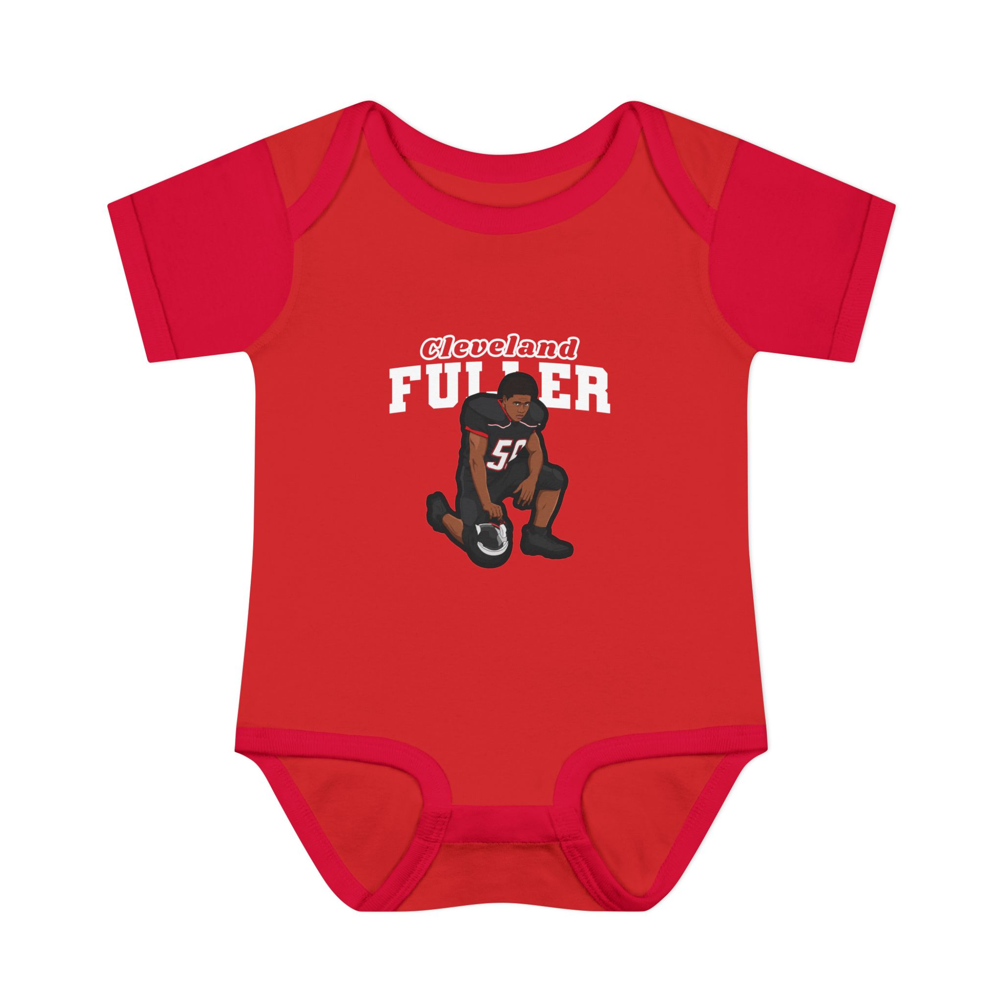 Baby Onesie — character_name_arch in Red