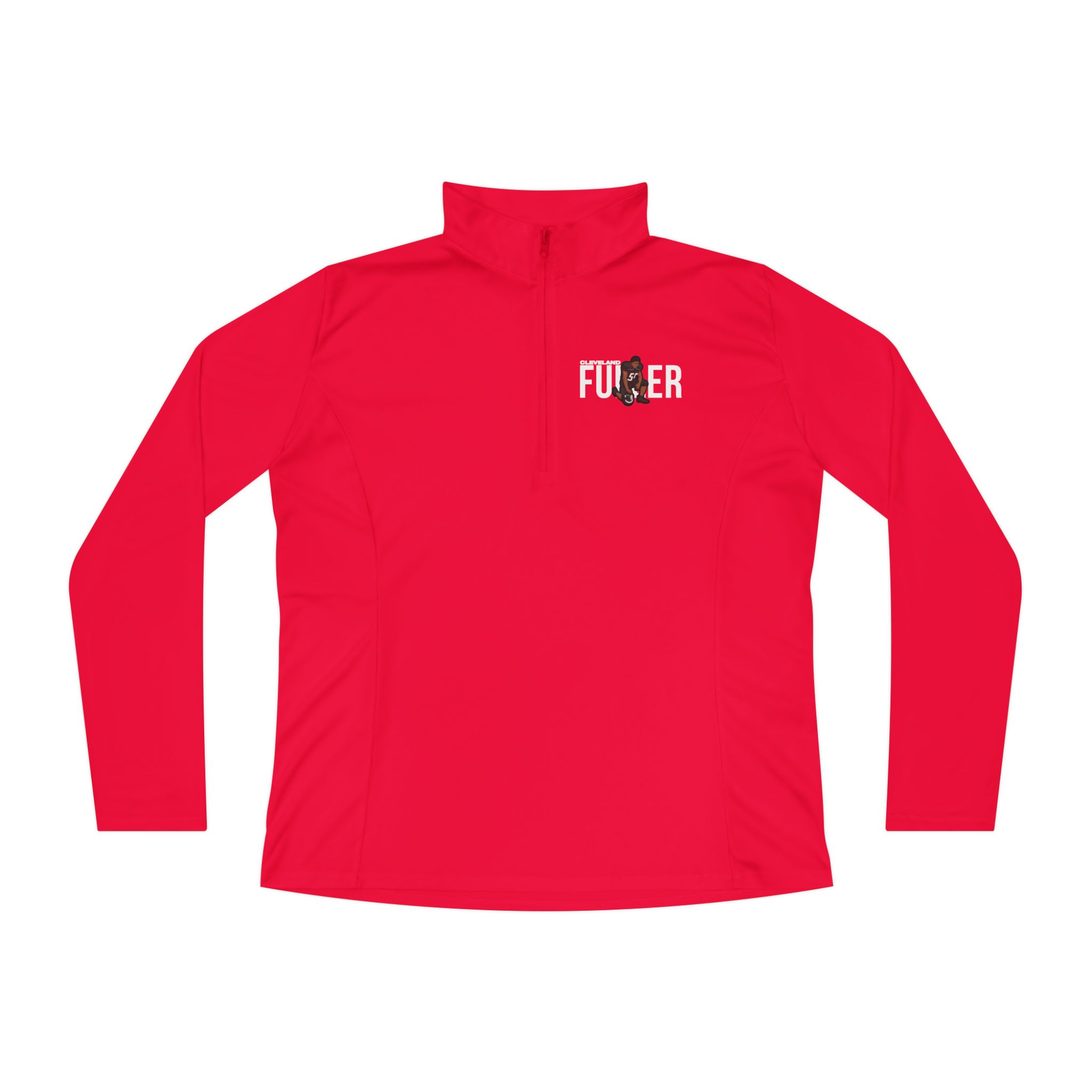 Women's Q-Zip Pullover — character_player_name in Red