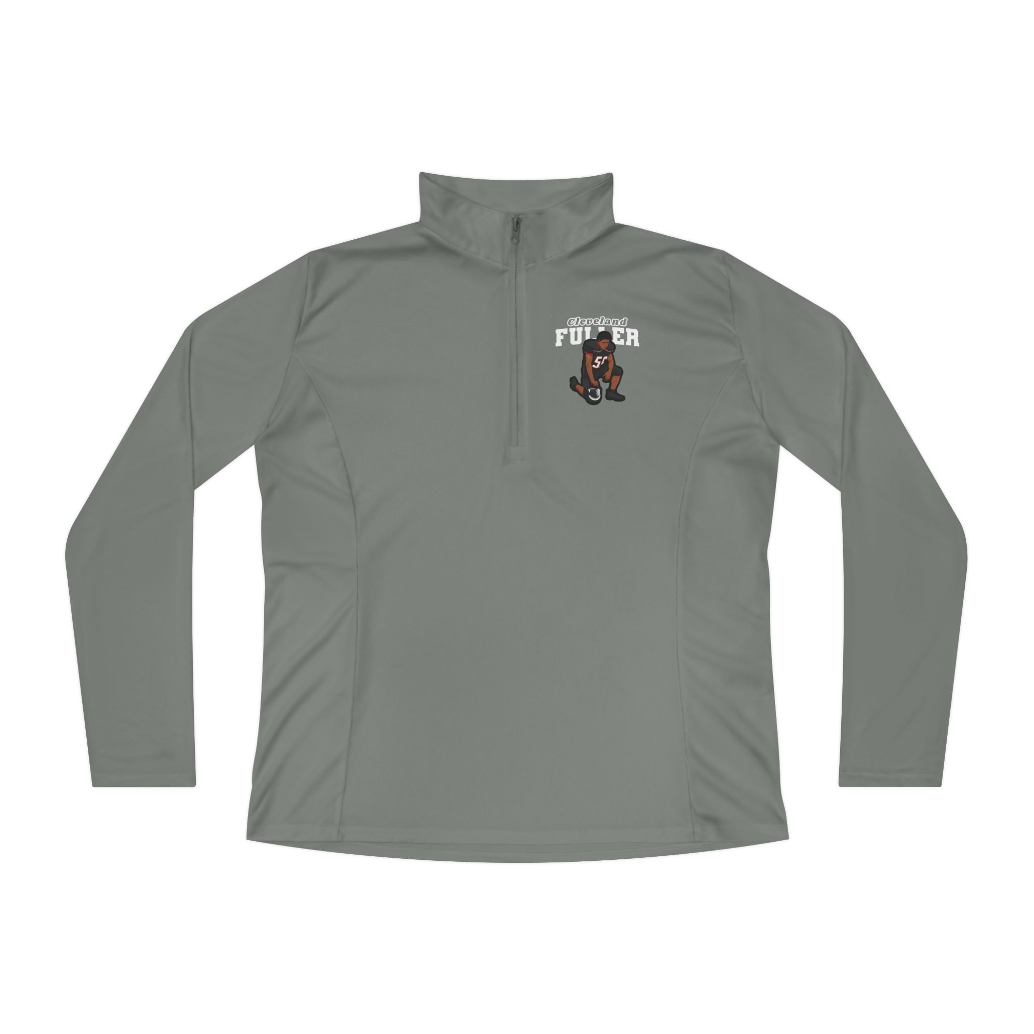 Women's Q-Zip Pullover — character_name_arch in Grey