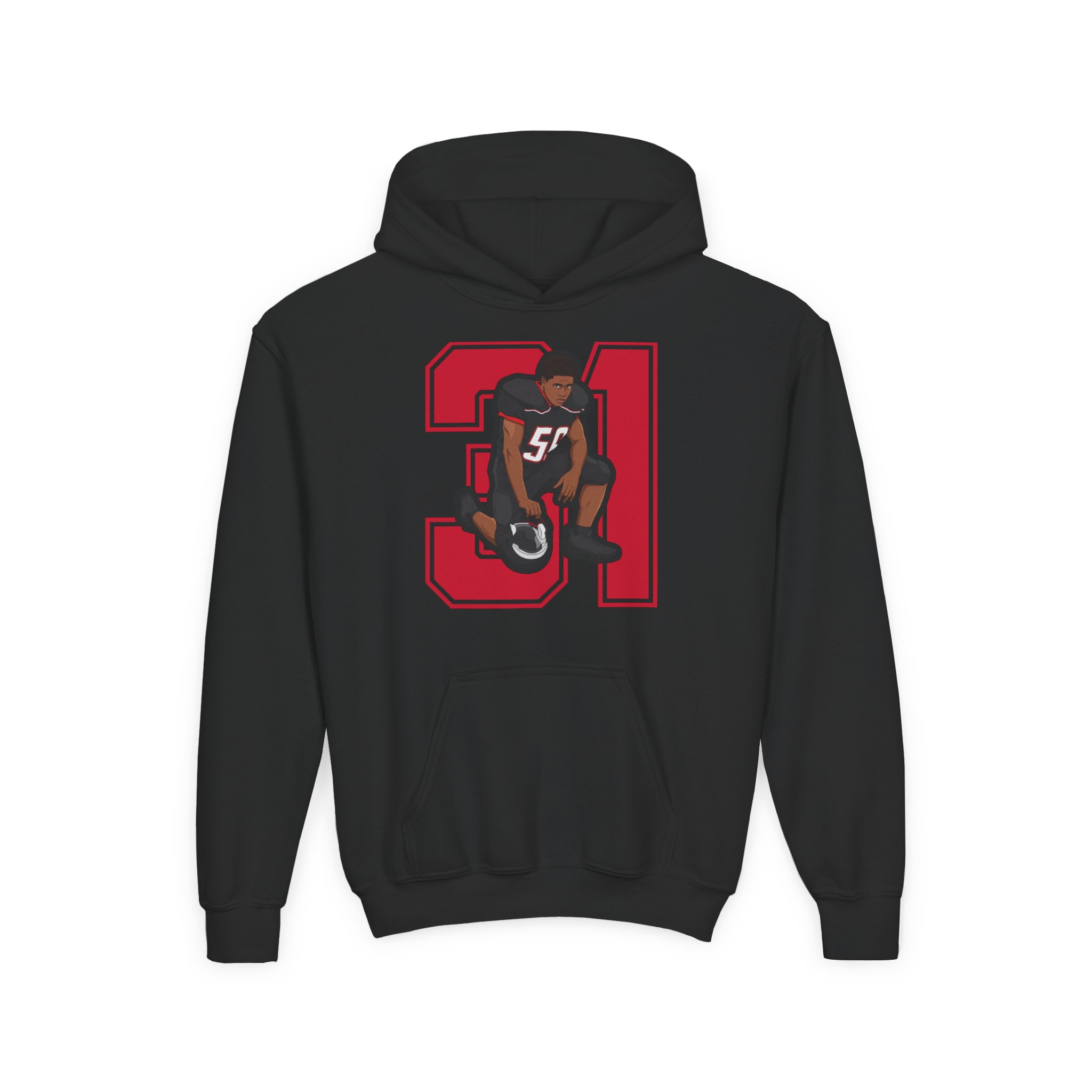 Youth Hoodie — character_number in Black