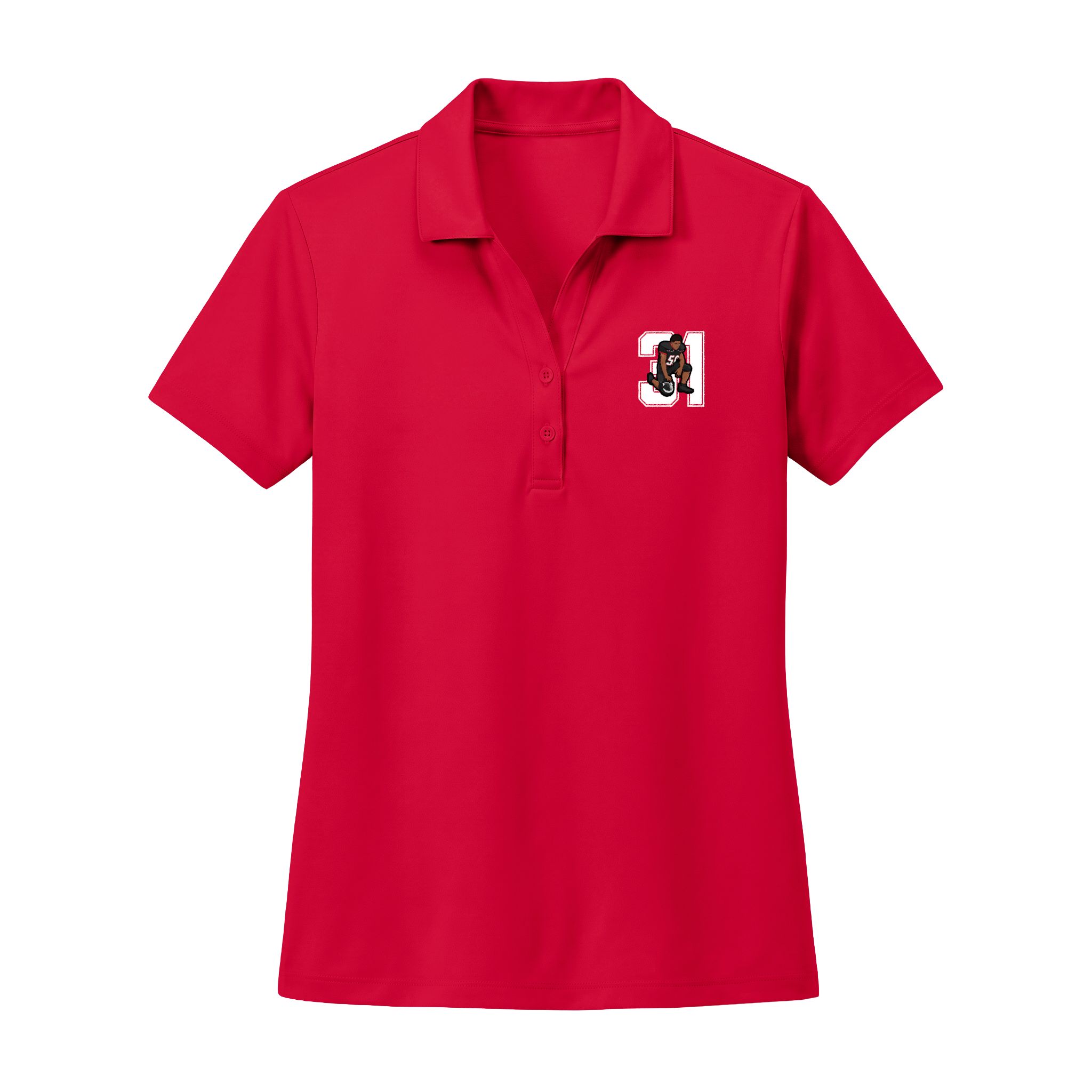 Women's Polo — character_number in Red