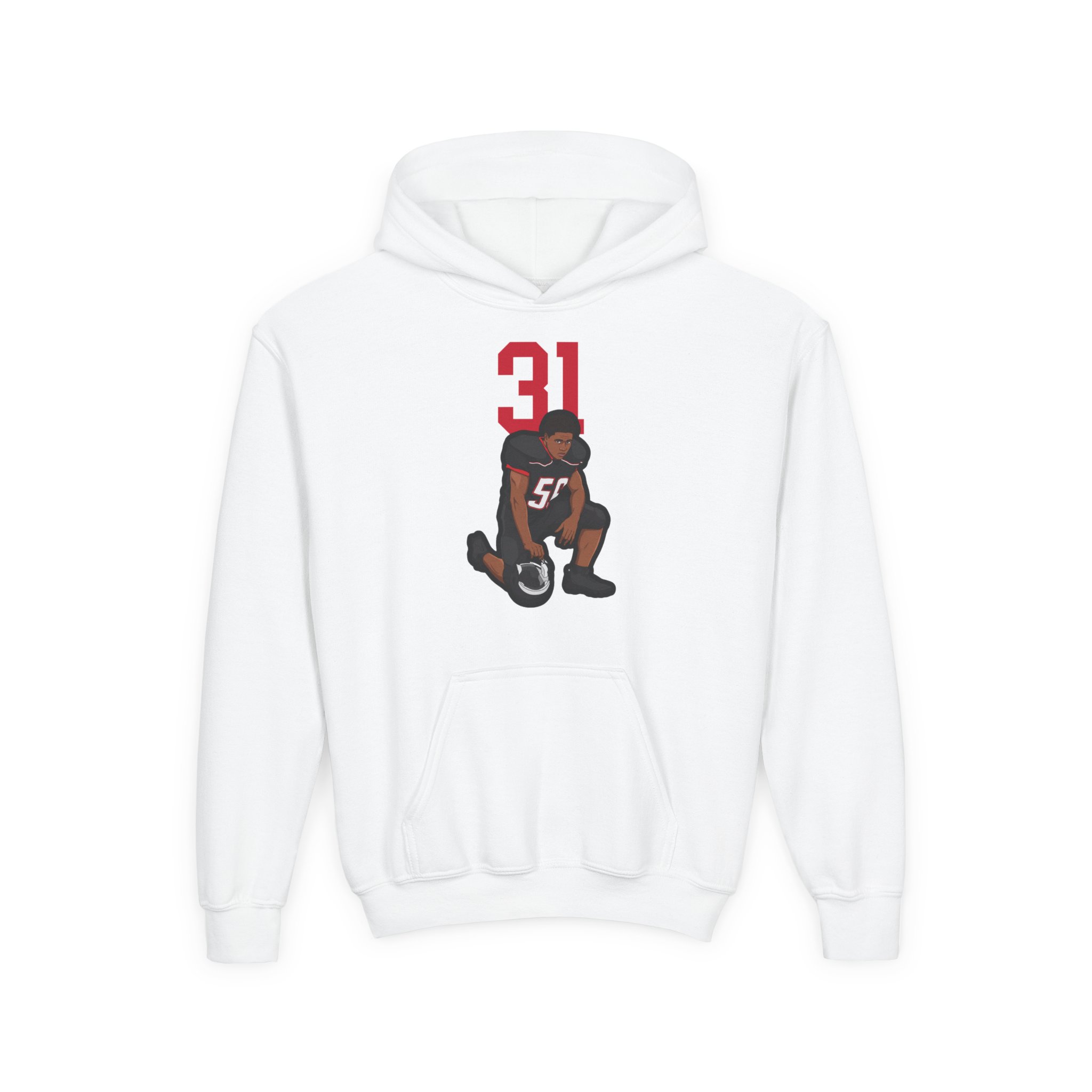Youth Hoodie — character_number_top in White