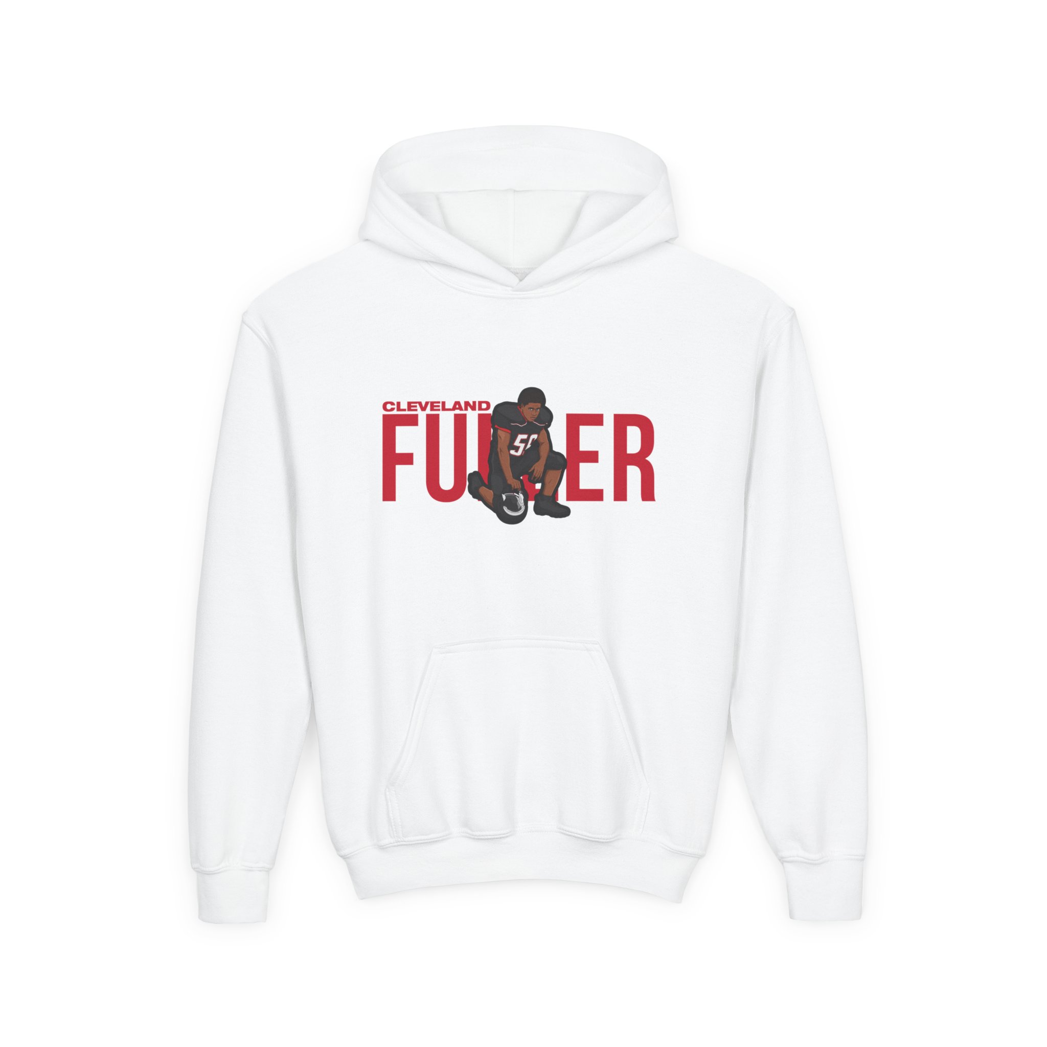 Youth Hoodie — character_player_name in White