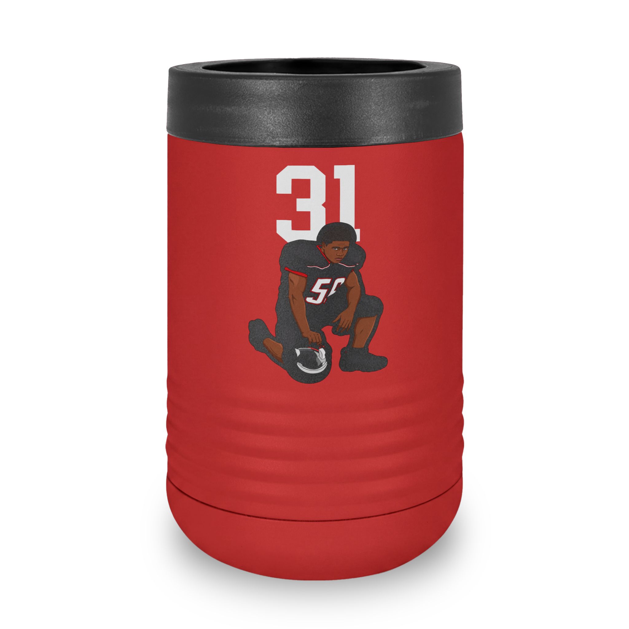 Stainless Can Cooler — character_number_top in Red