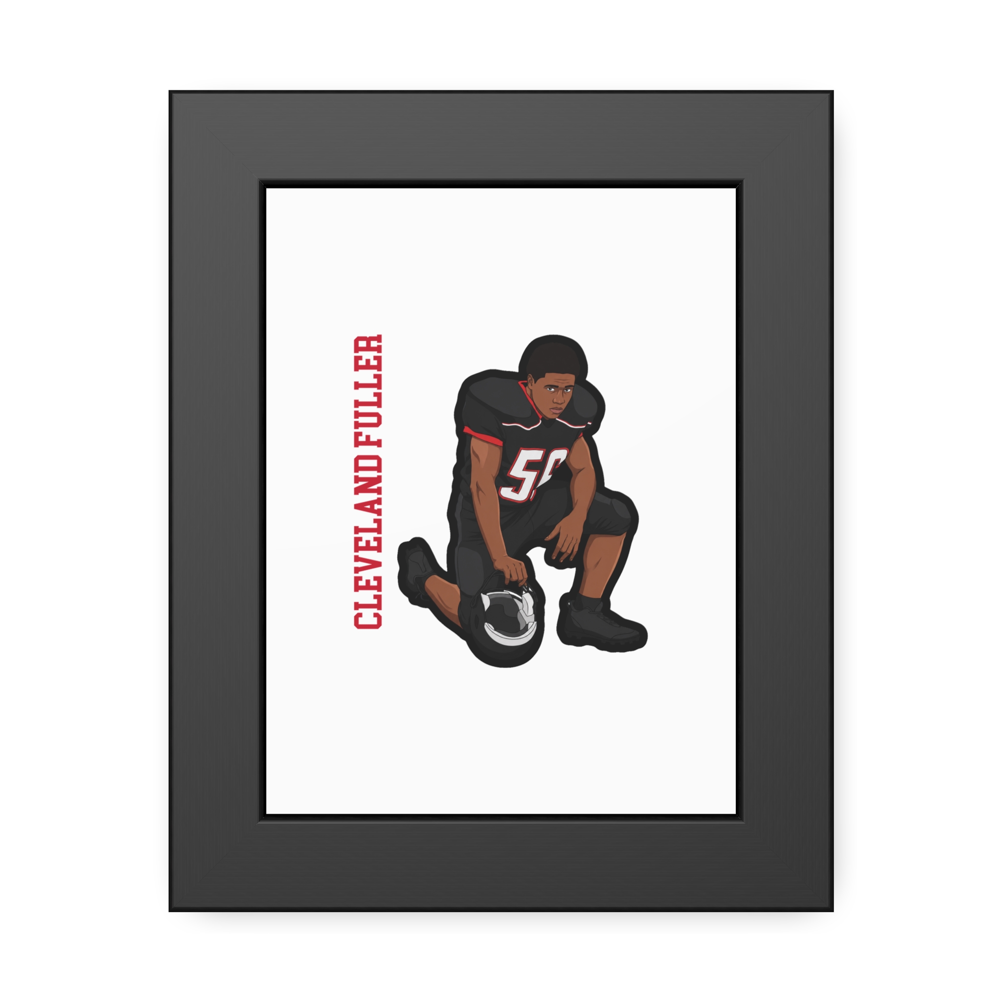 Framed Poster — character_name_vertical in Black