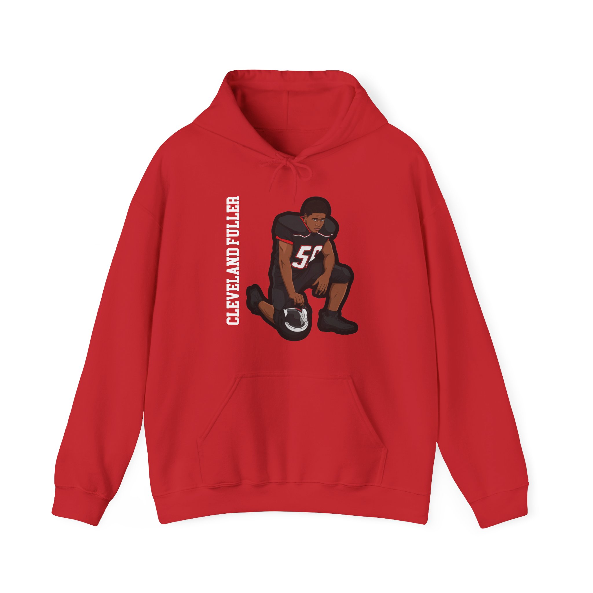 Hoodie — character_name_vertical in Red