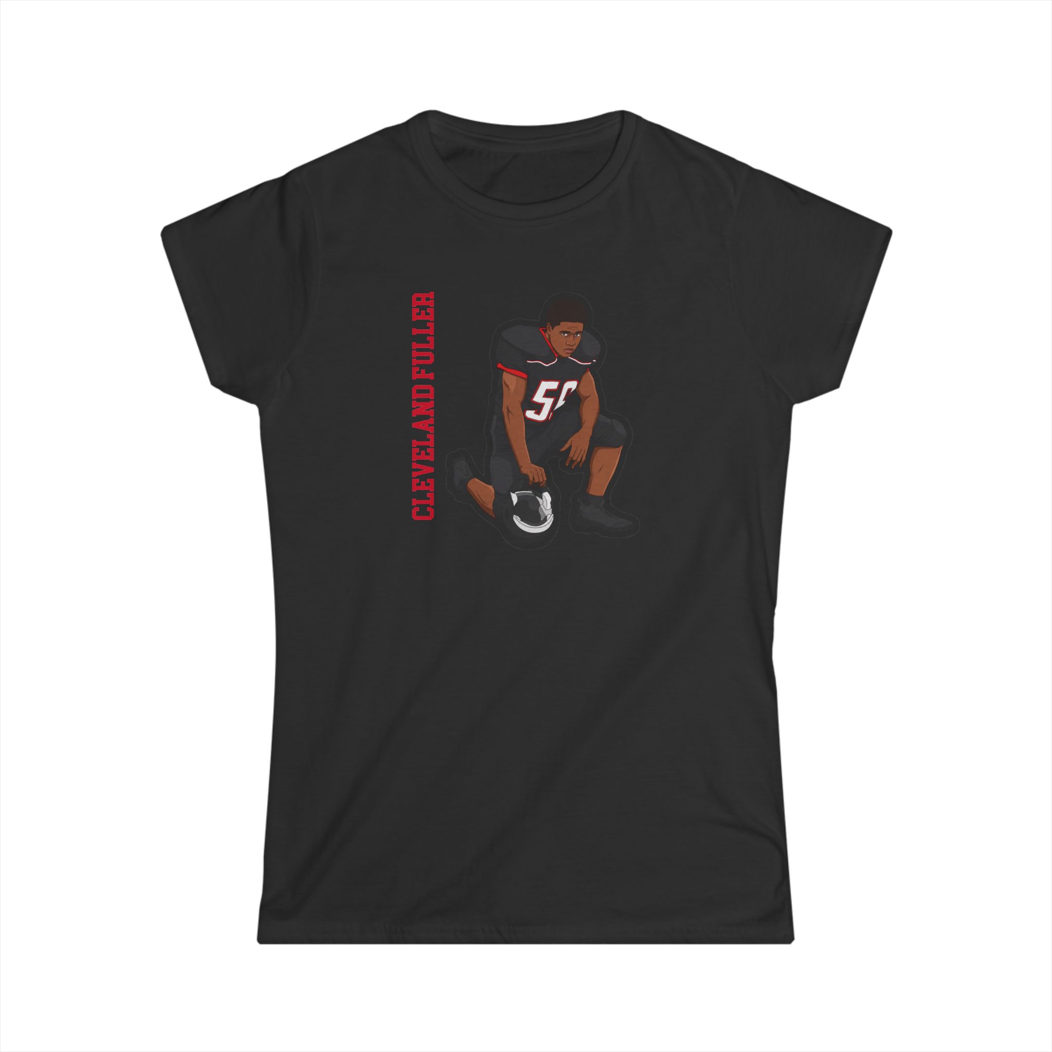 Women's Softstyle Tee — character_name_vertical in Black