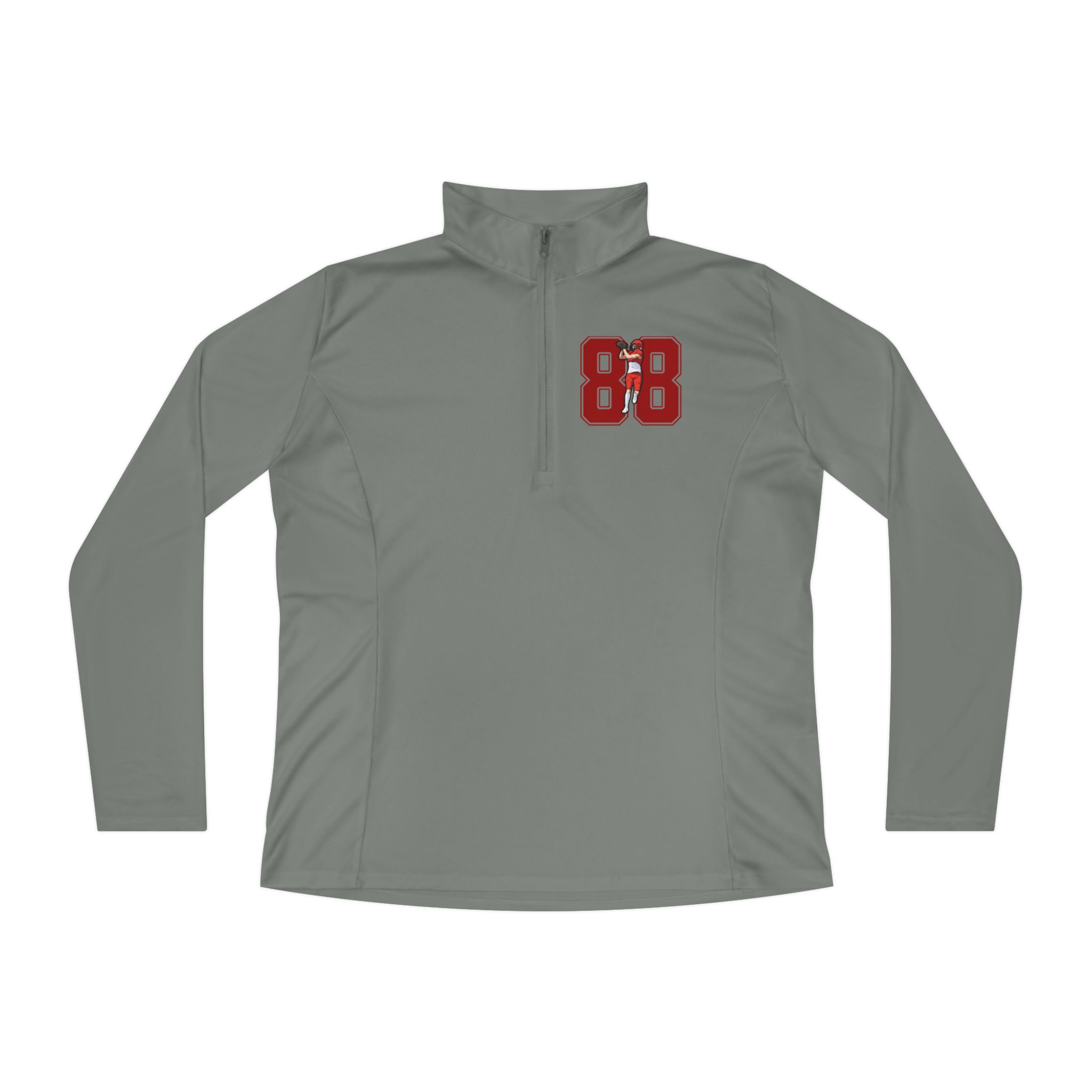 Women's Q-Zip Pullover — character_number in Grey