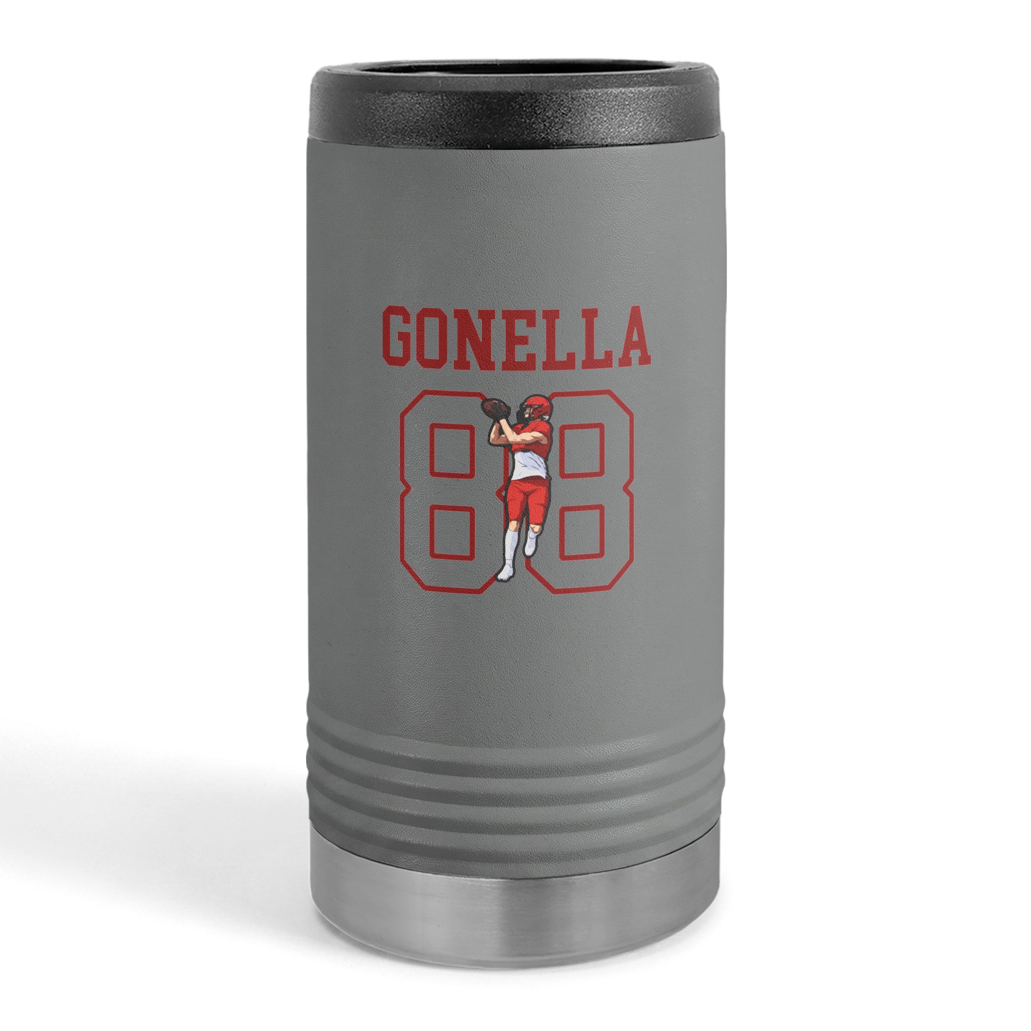 Slim Stainless Can Cooler — character_shirsey in Grey