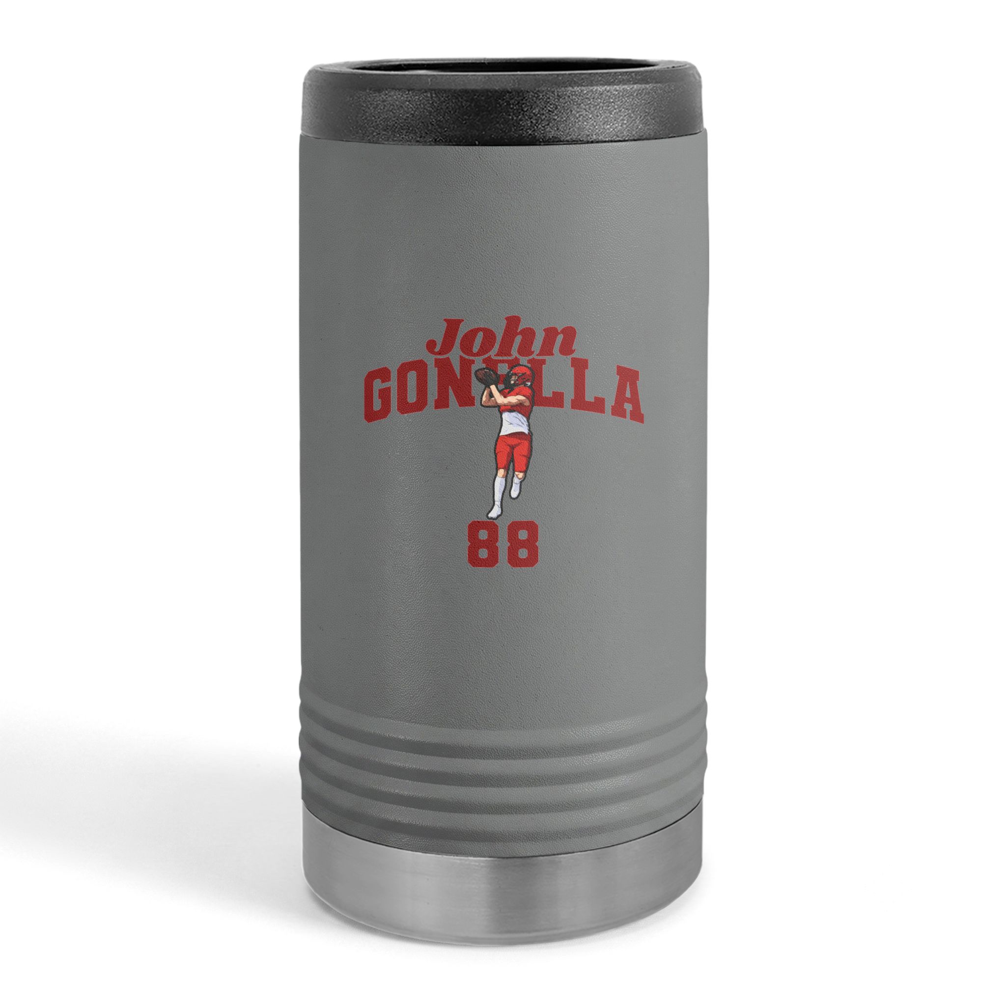 Slim Stainless Can Cooler — character_signature_arch in Grey
