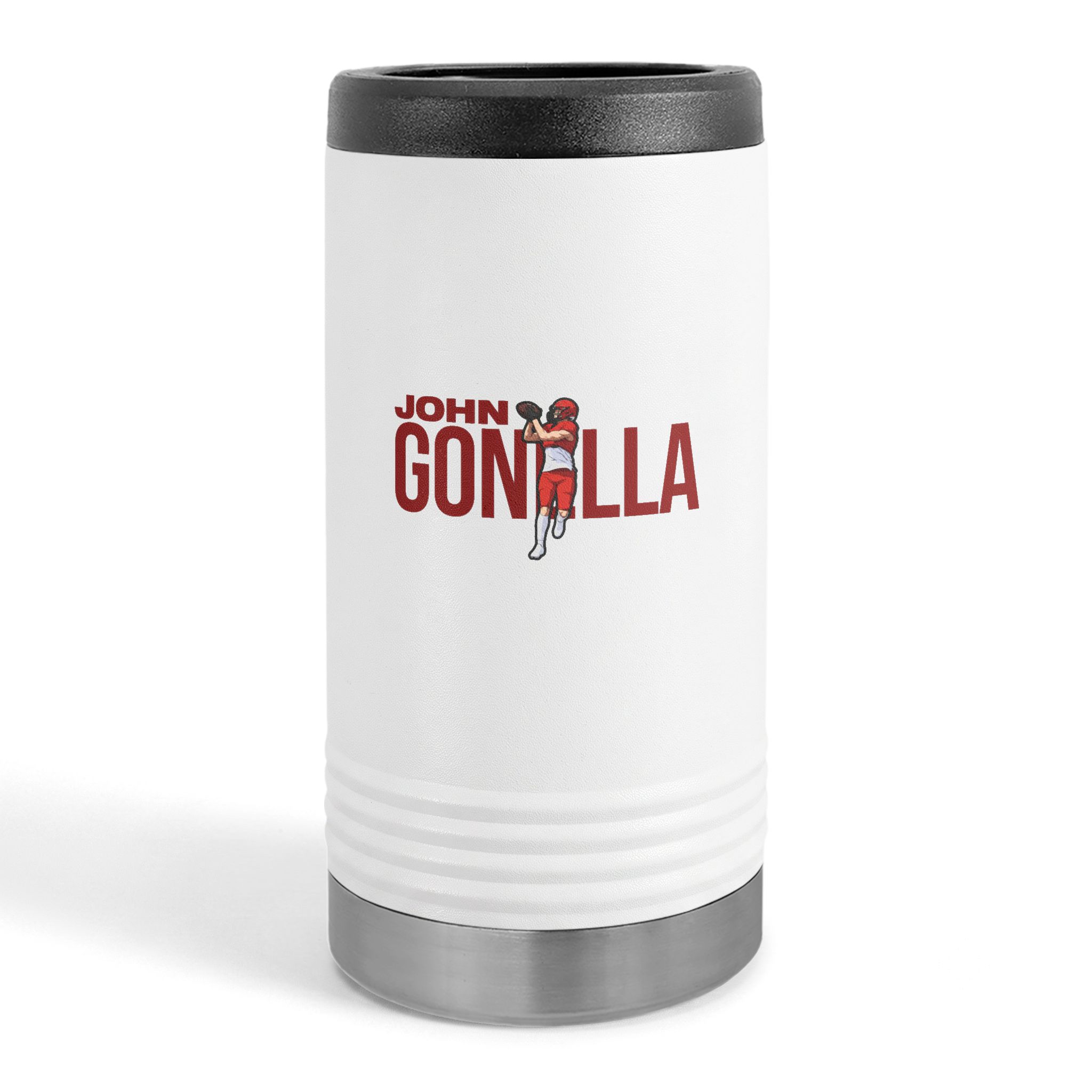Slim Stainless Can Cooler — character_player_name in White
