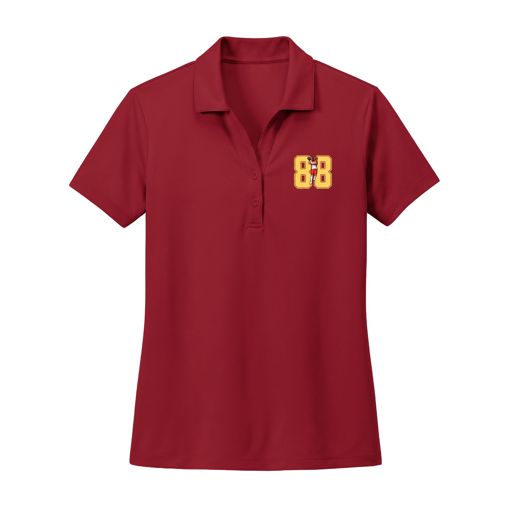 Women's Polo — character_number in Red