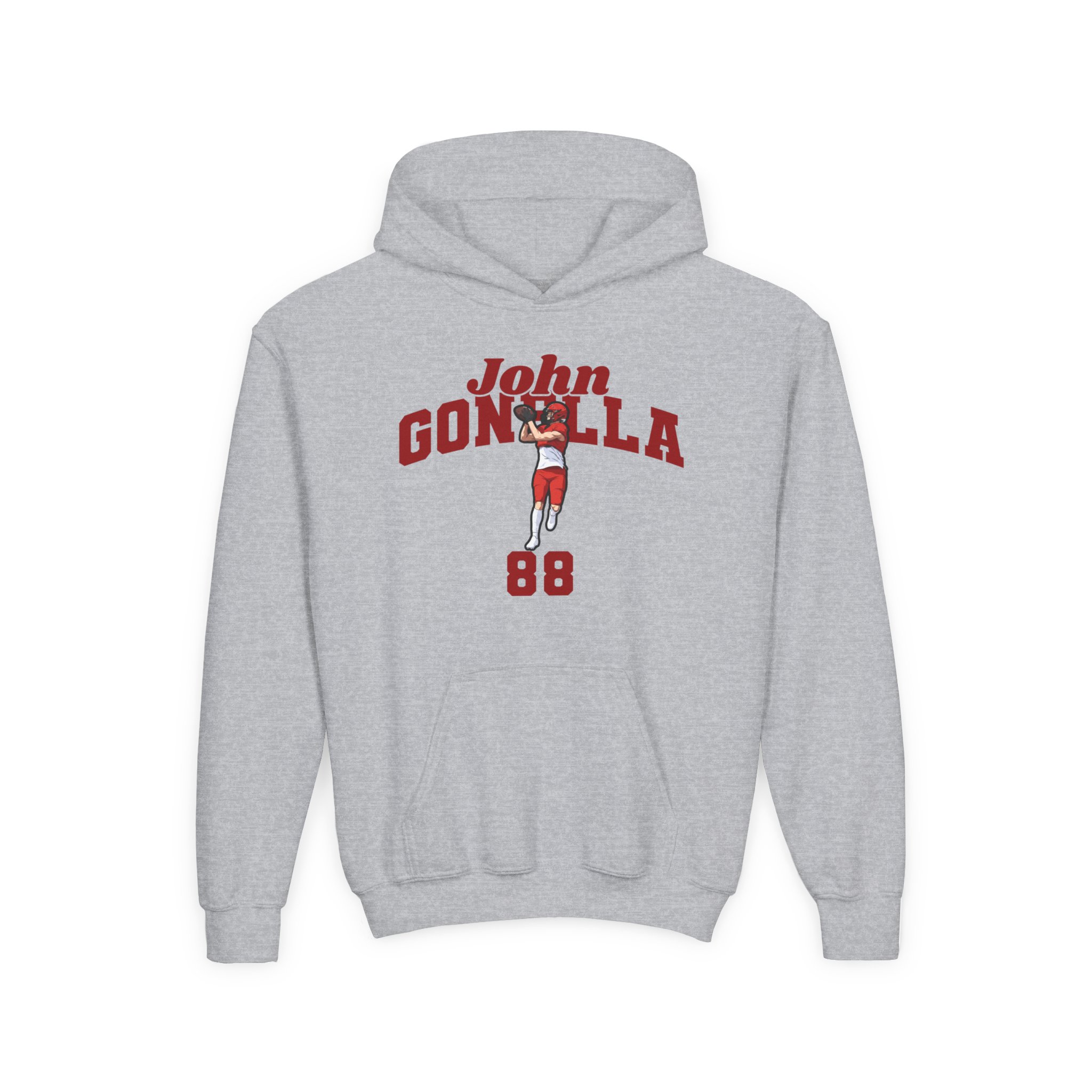 Youth Hoodie — character_signature_arch in Grey