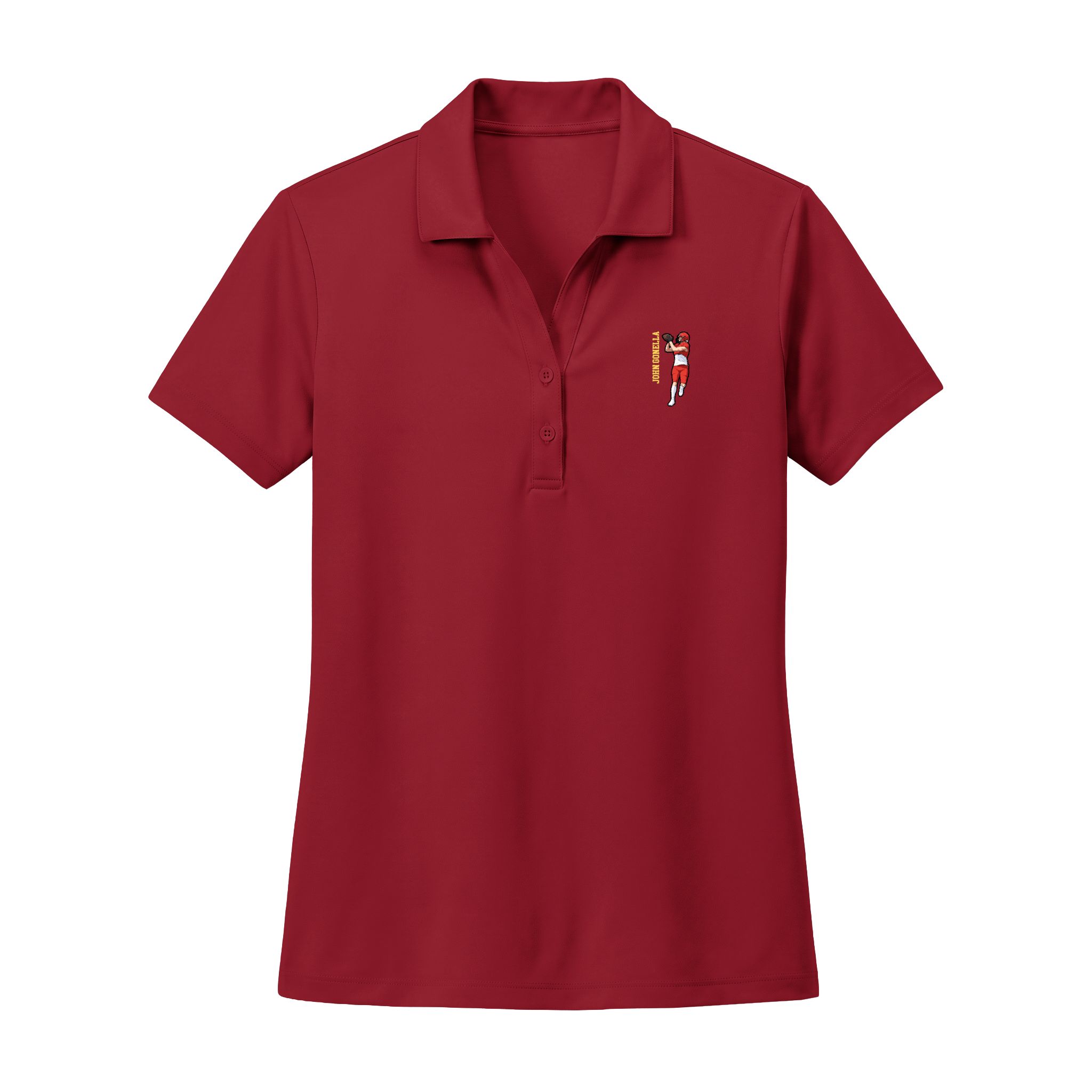 Women's Polo — character_name_vertical in Red