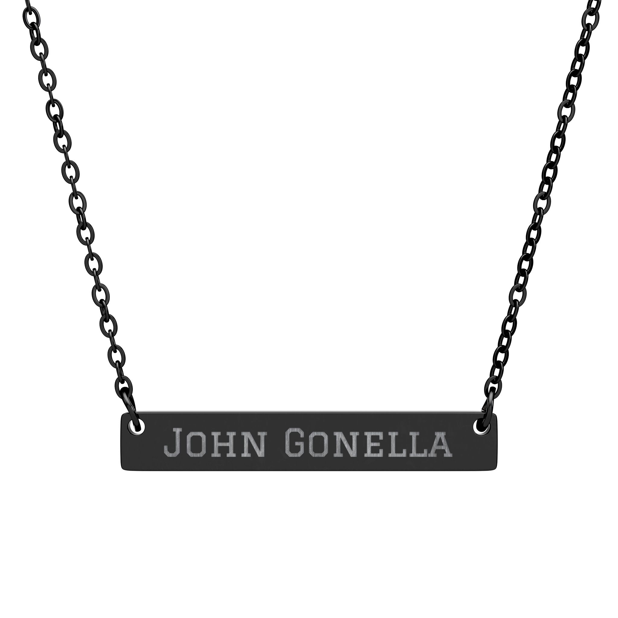 Engraved Bar Necklace — Classic in Black