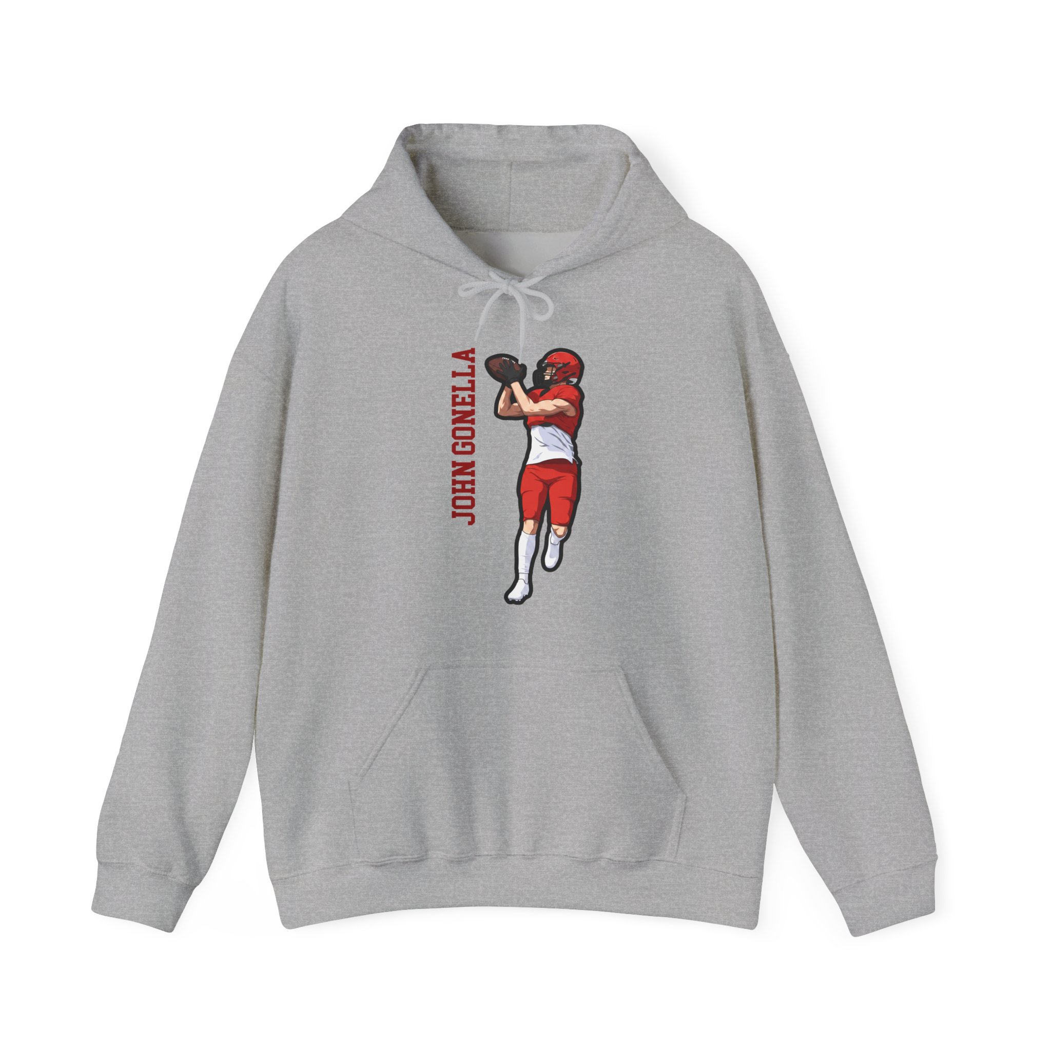 Hoodie — character_name_vertical in Grey