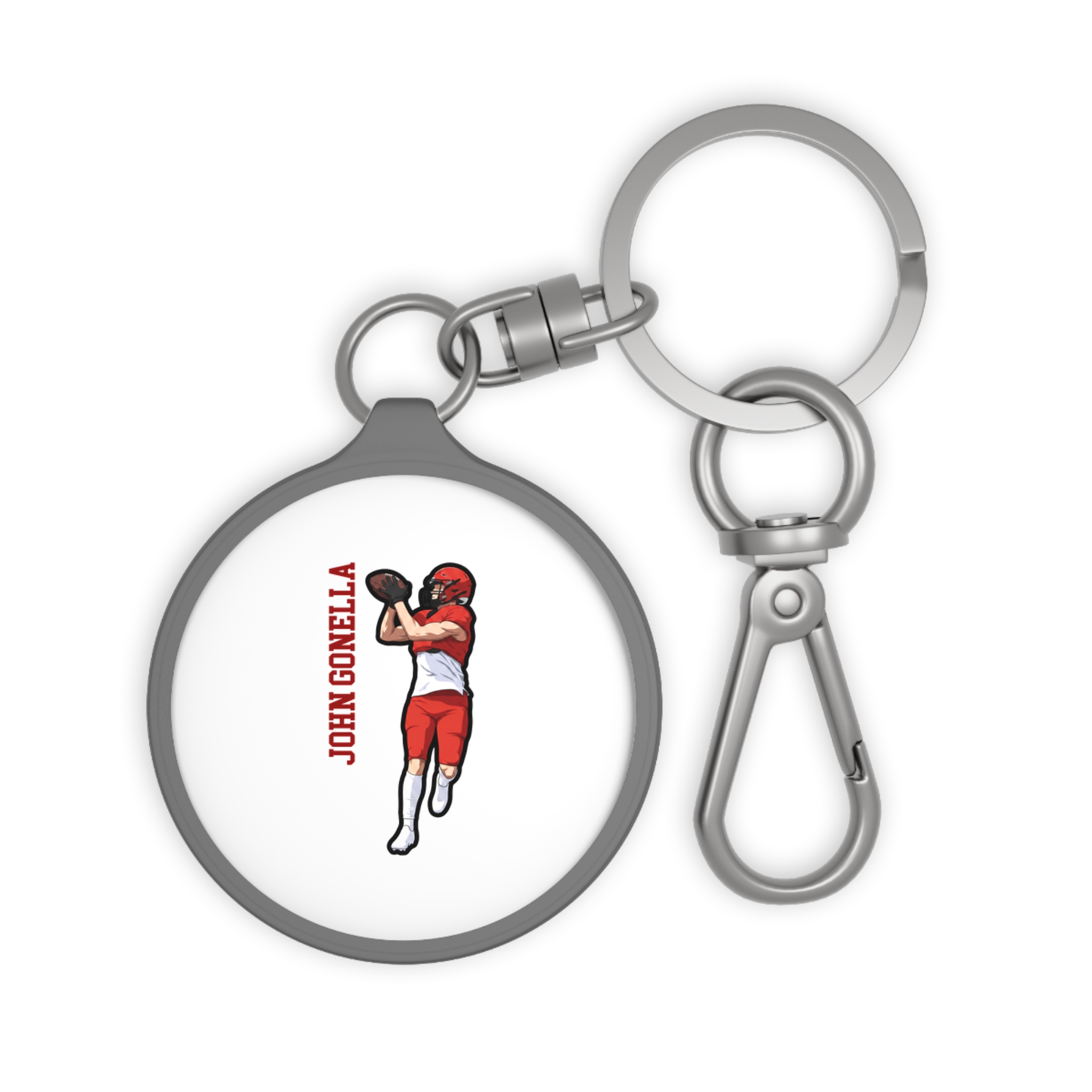 Keychain — character_name_vertical in Grey