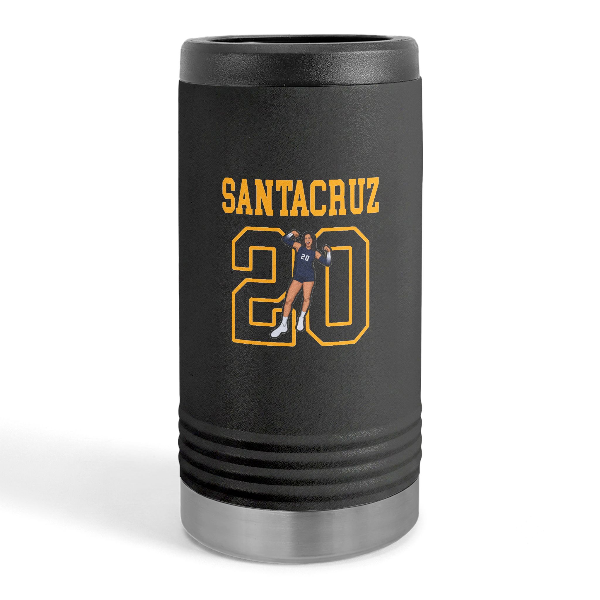 Slim Stainless Can Cooler — character_shirsey in Black