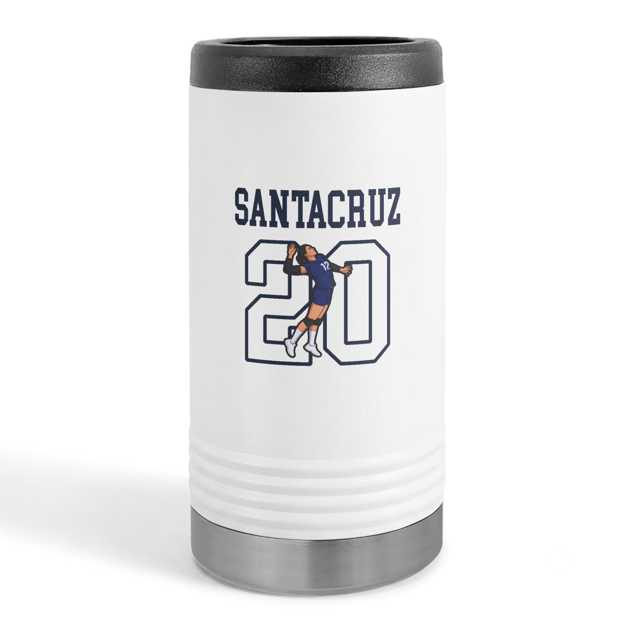 Slim Stainless Can Cooler — character_shirsey in White