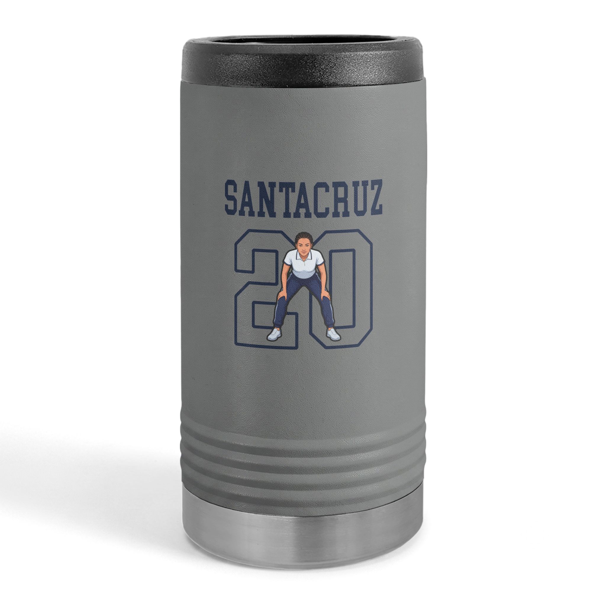 Slim Stainless Can Cooler — character_shirsey in Grey