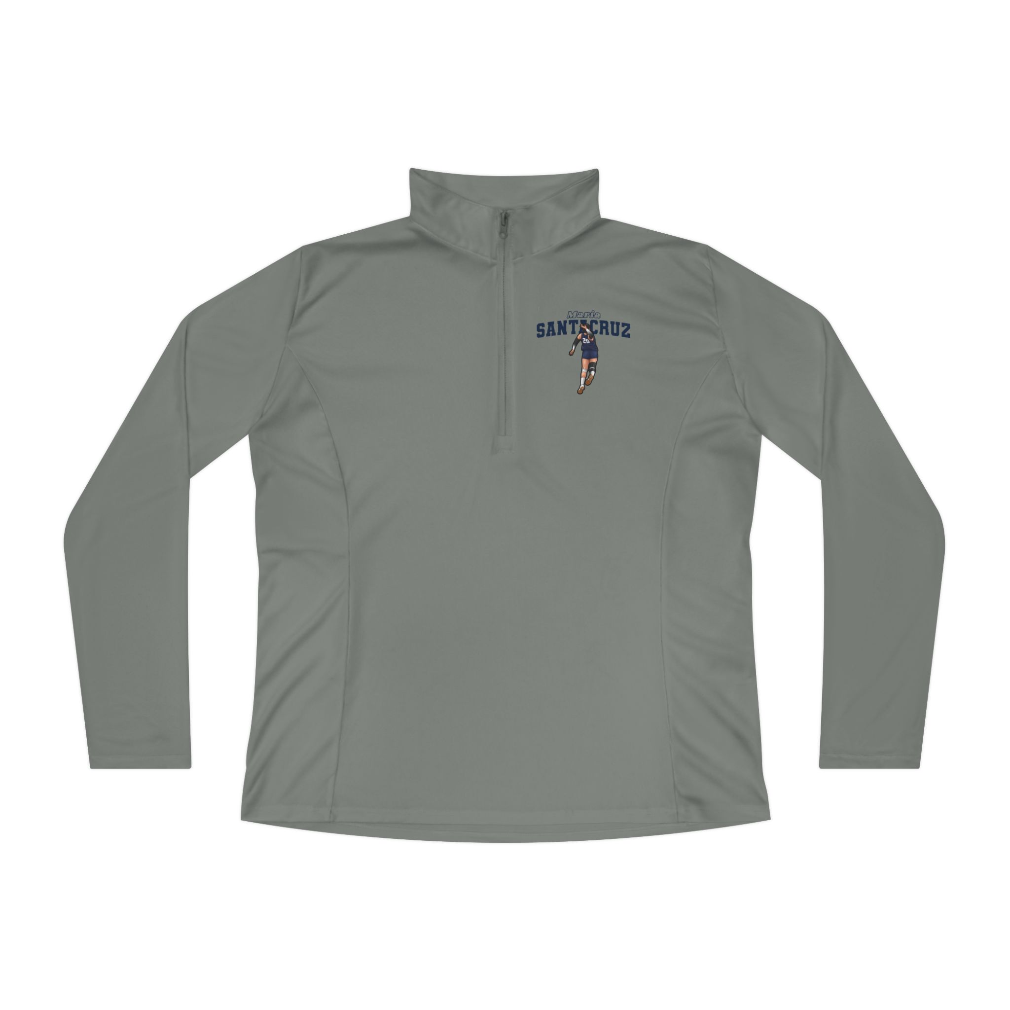 Women's Q-Zip Pullover — character_name_arch in Grey