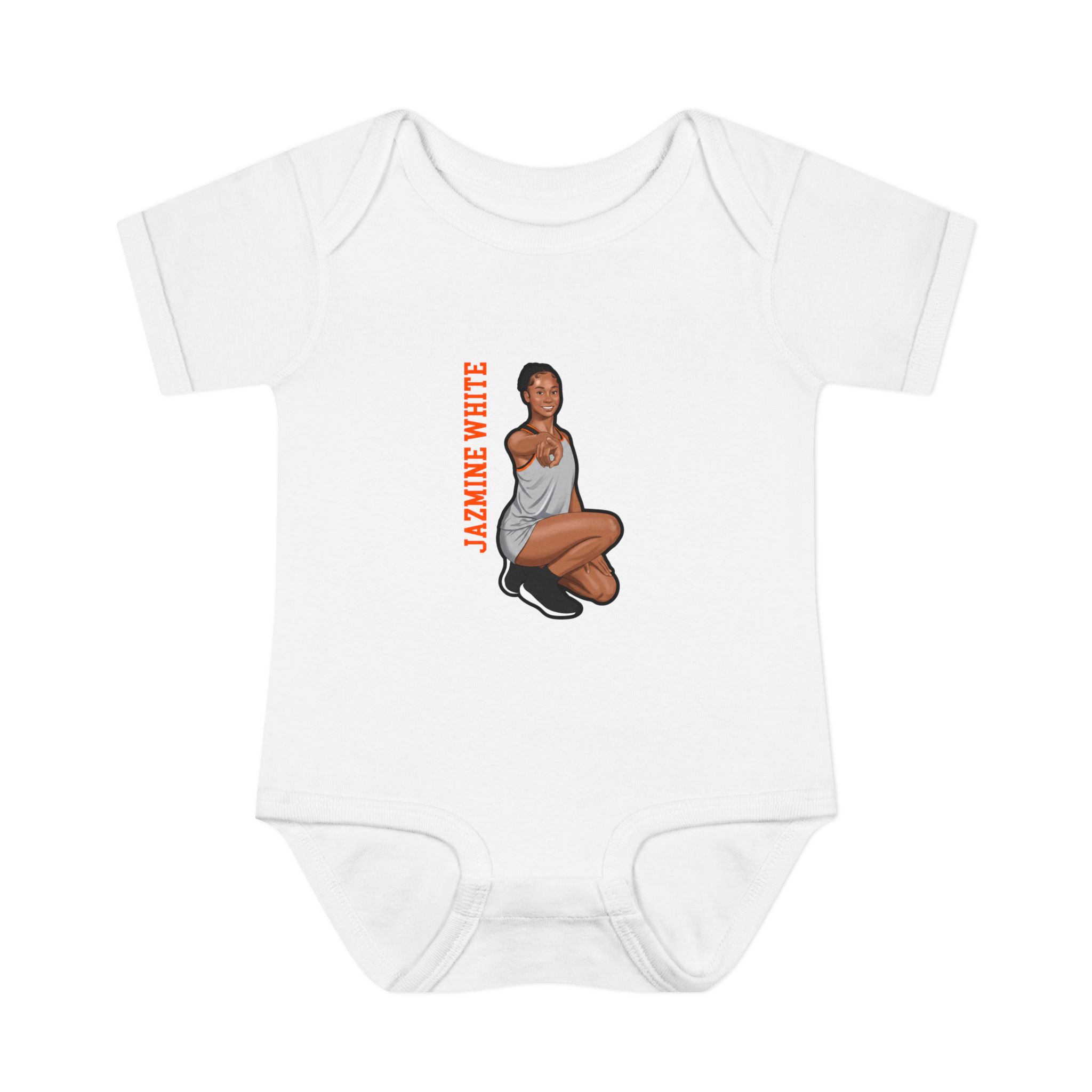 Baby Onesie — character_name_vertical in White