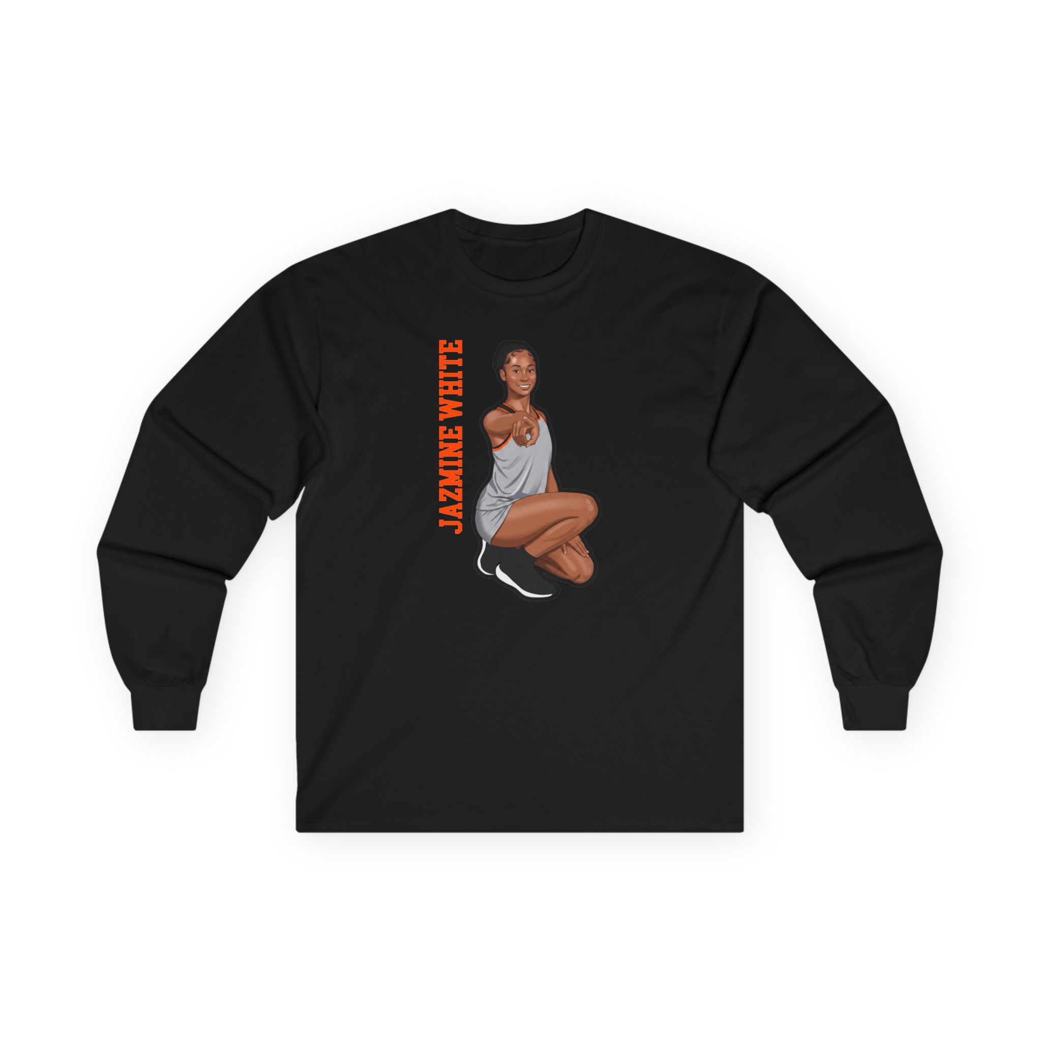 Long Sleeve Tee — character_name_vertical in Black
