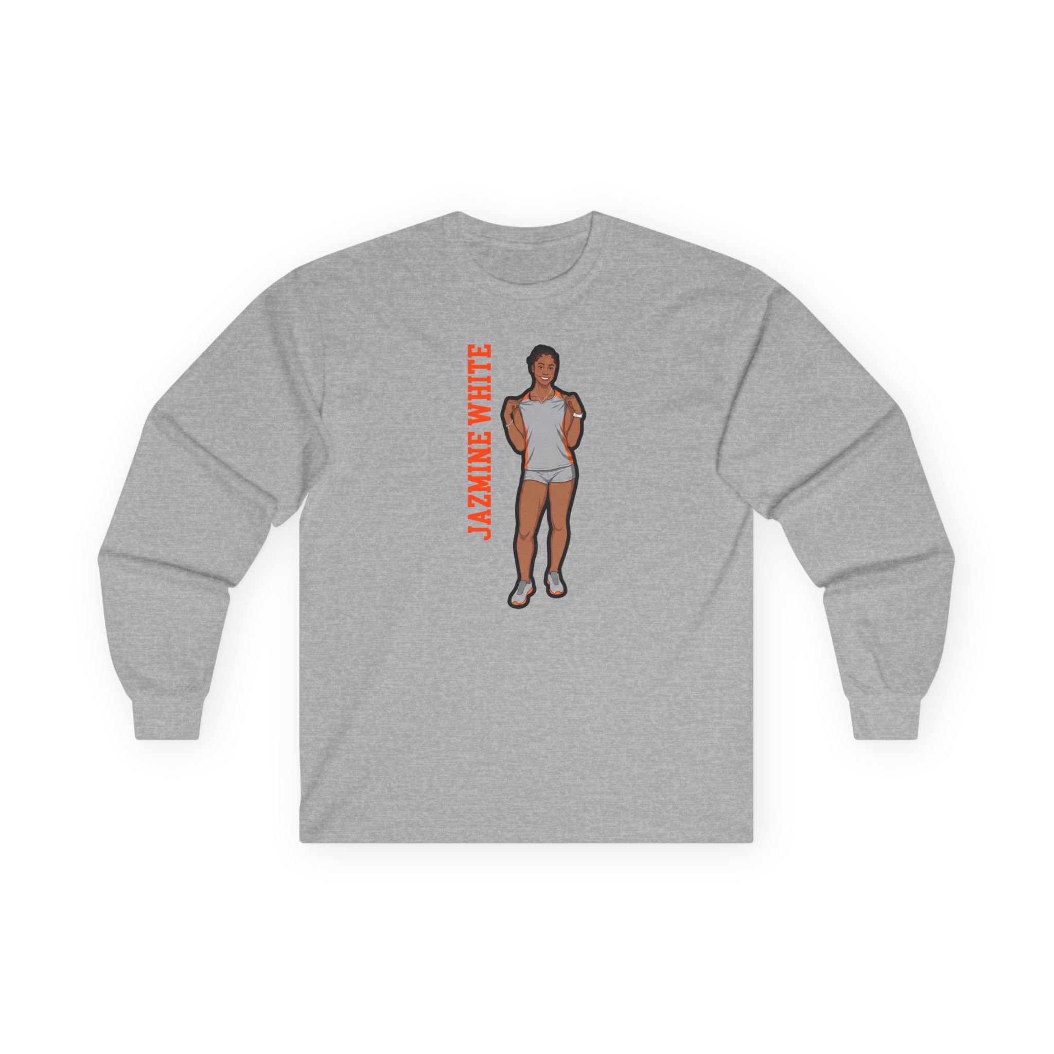 Long Sleeve Tee — character_name_vertical in Grey