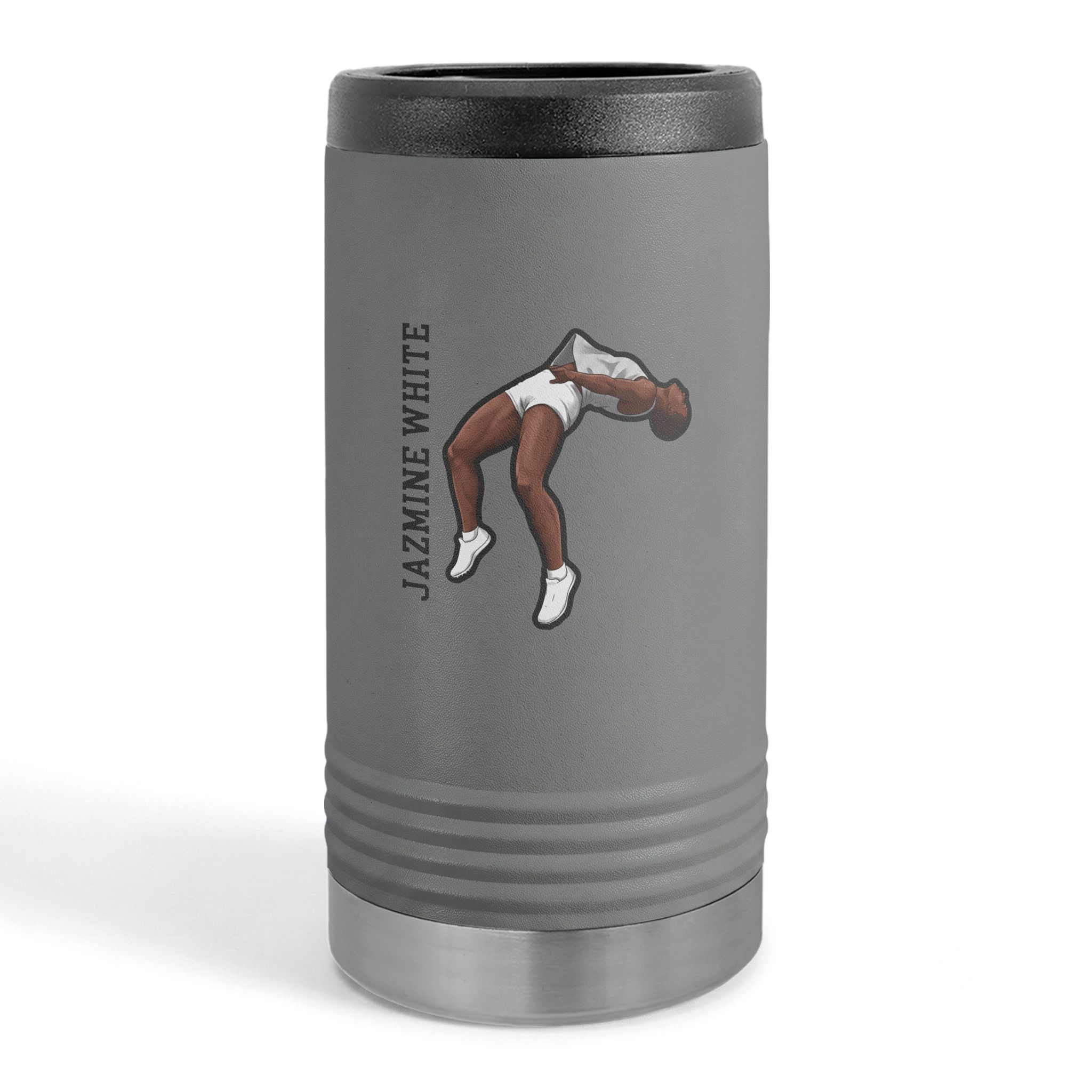 Slim Stainless Can Cooler — character_name_vertical in Grey