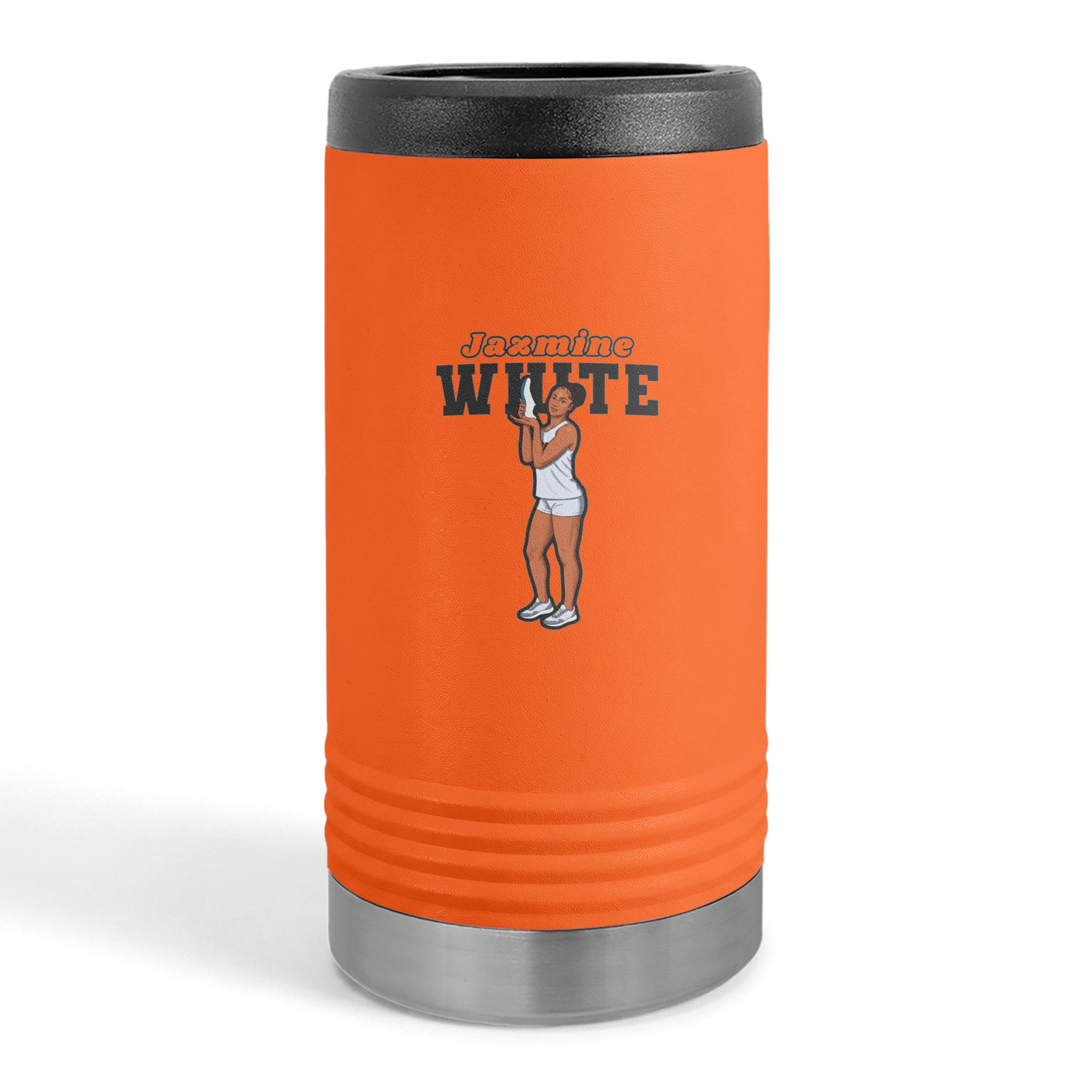 Slim Stainless Can Cooler — character_name_arch in Orange
