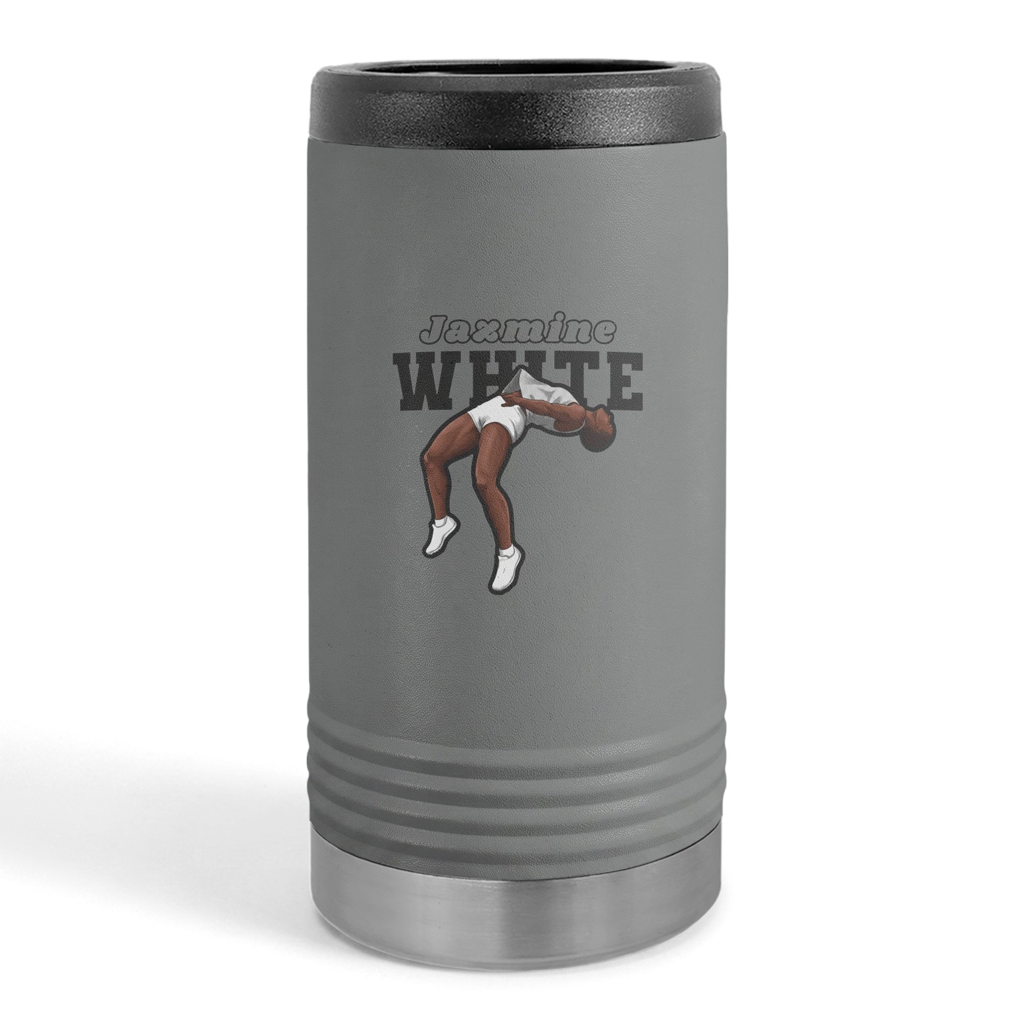 Slim Stainless Can Cooler — character_name_arch in Grey
