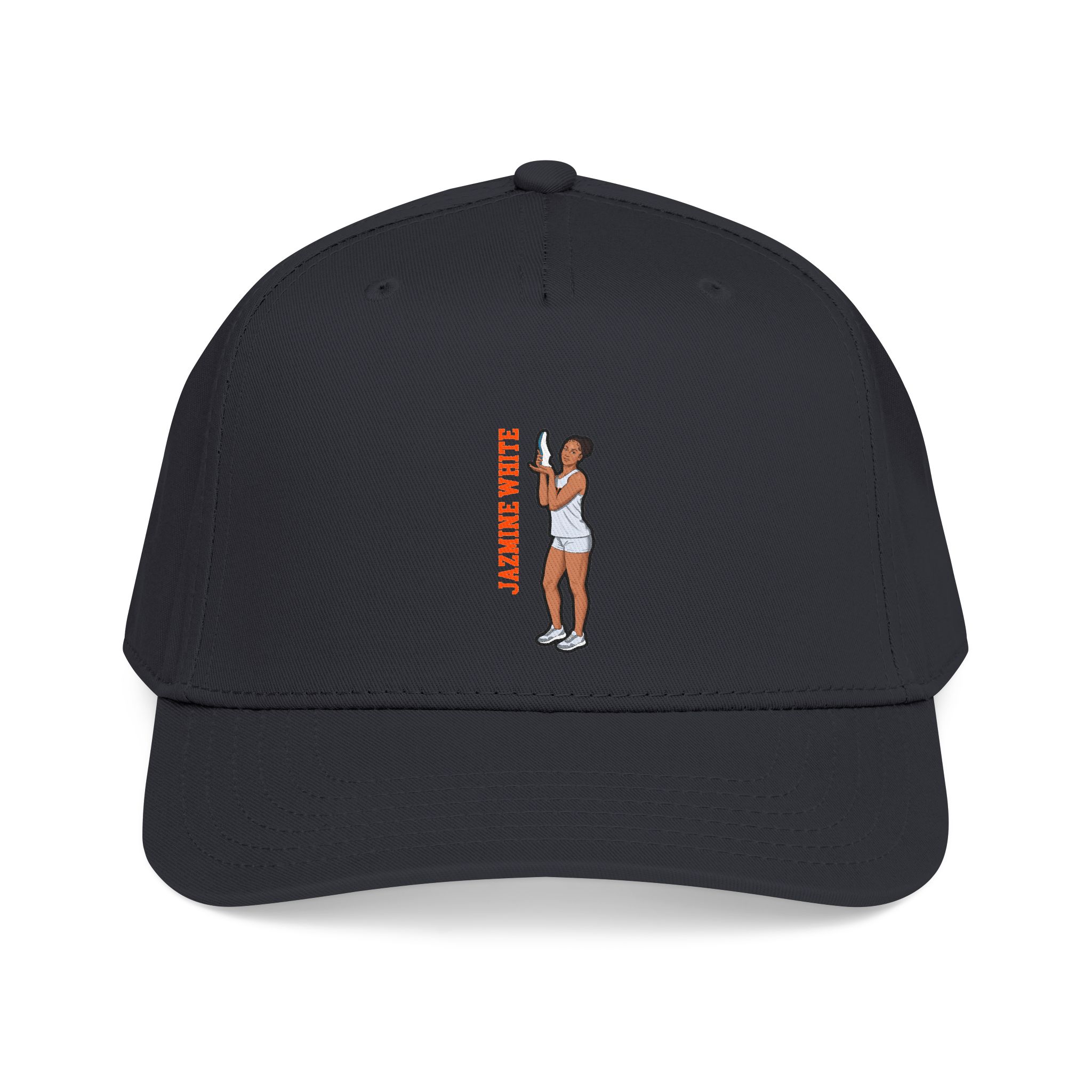 Baseball Cap — character_name_vertical in Black