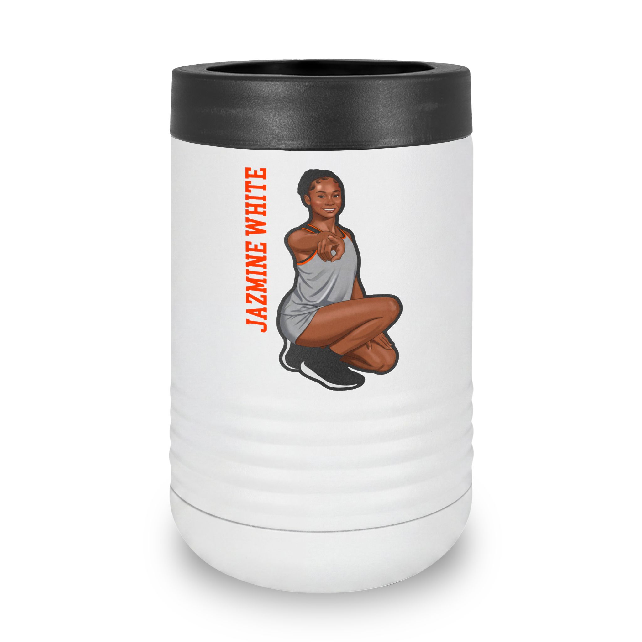 Stainless Can Cooler — character_name_vertical in White
