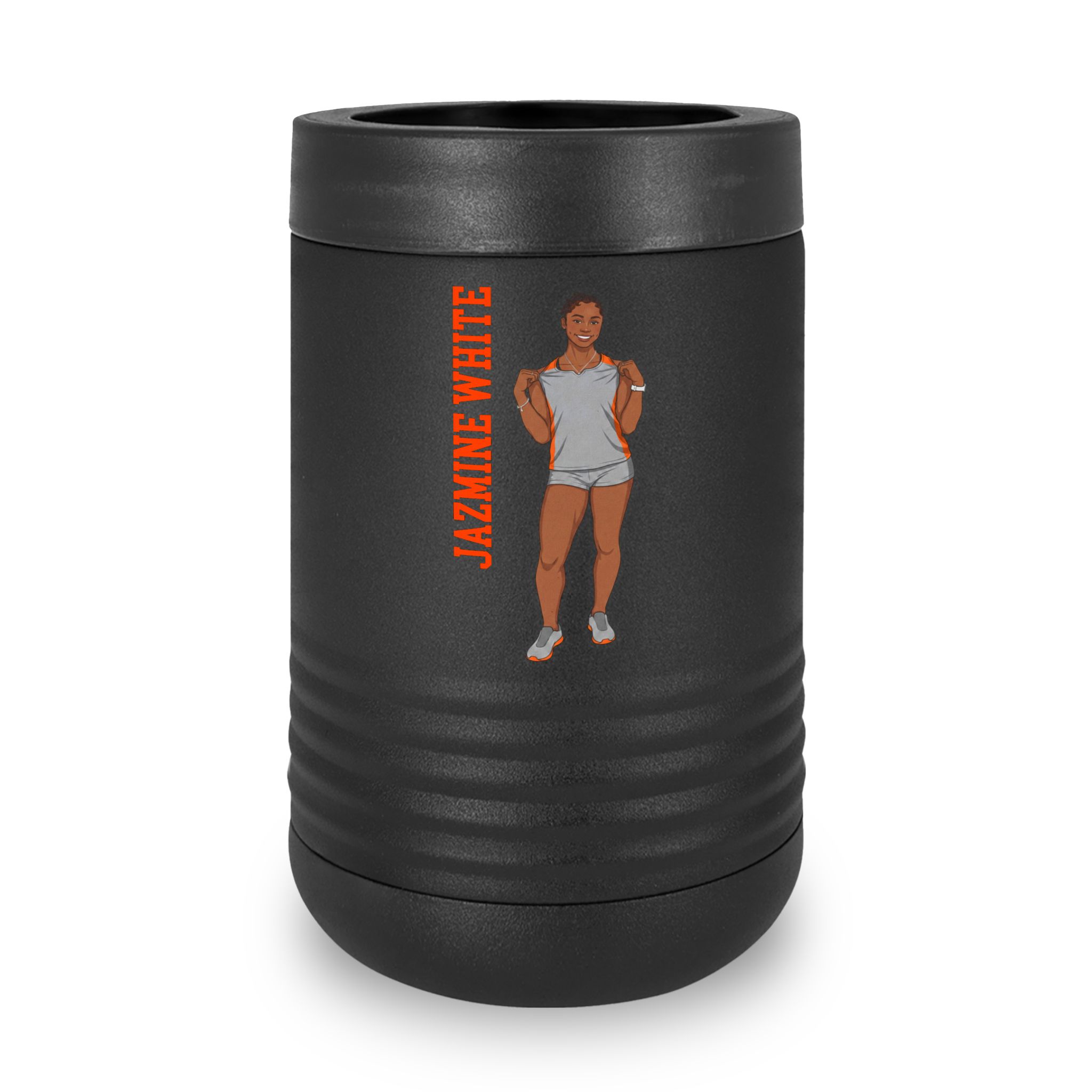 Stainless Can Cooler — character_name_vertical in Black