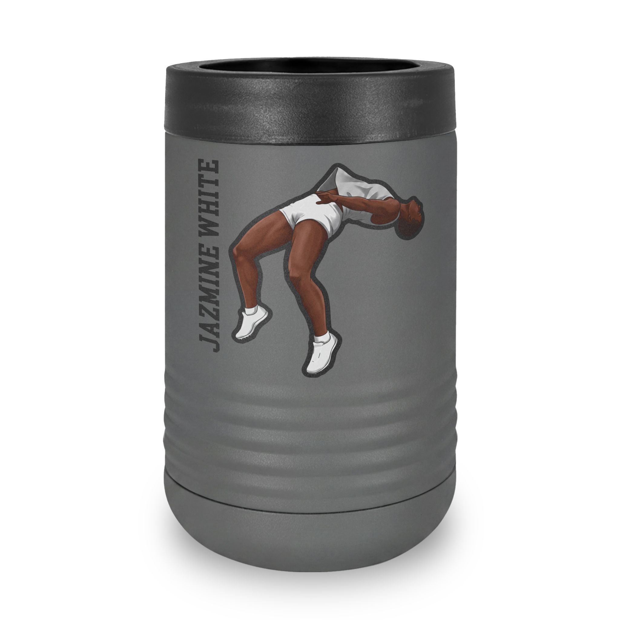 Stainless Can Cooler — character_name_vertical in Grey