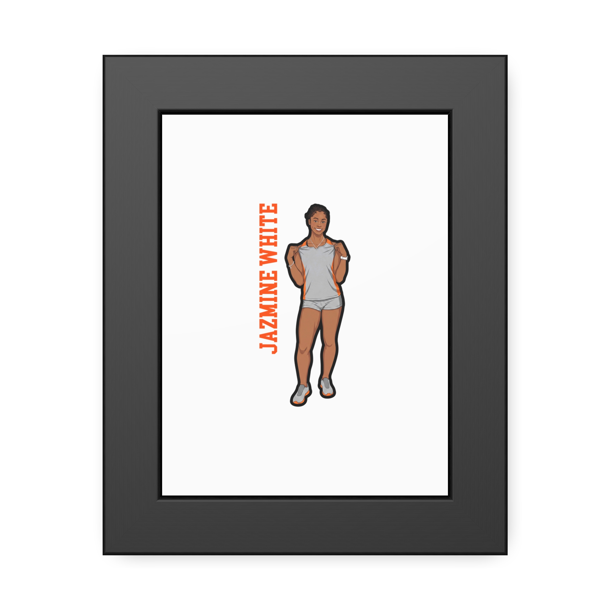 Framed Poster — character_name_vertical in Black